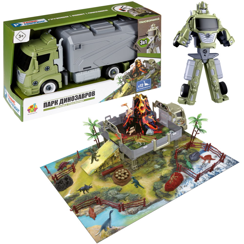 1toy Транспаркинг парковка-грузовик трансформер "Военная техника"