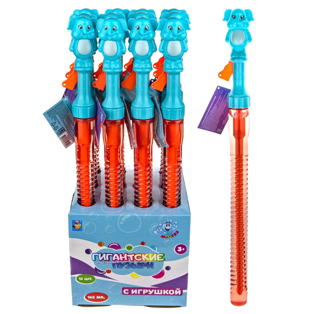 Мыльные пузыри гигантские 1TOY Мы-шарики! колба с раскладным элементом слоник, 165 мл