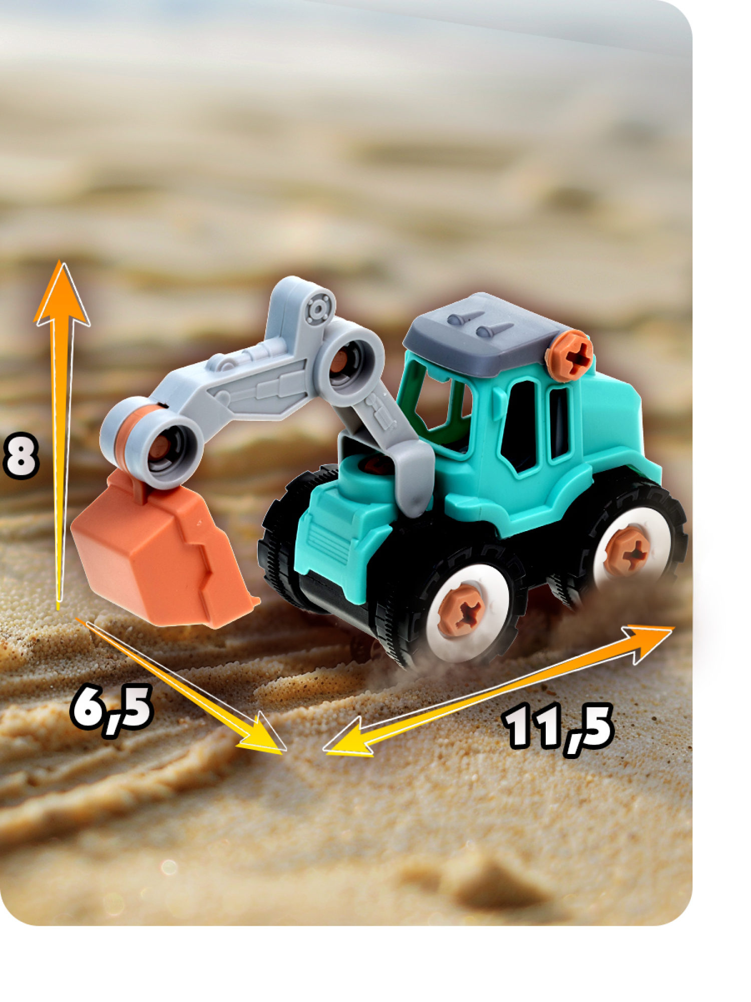 Экскаватор игрушка 1TOY Новостройка конструктор машинка, 36 деталей