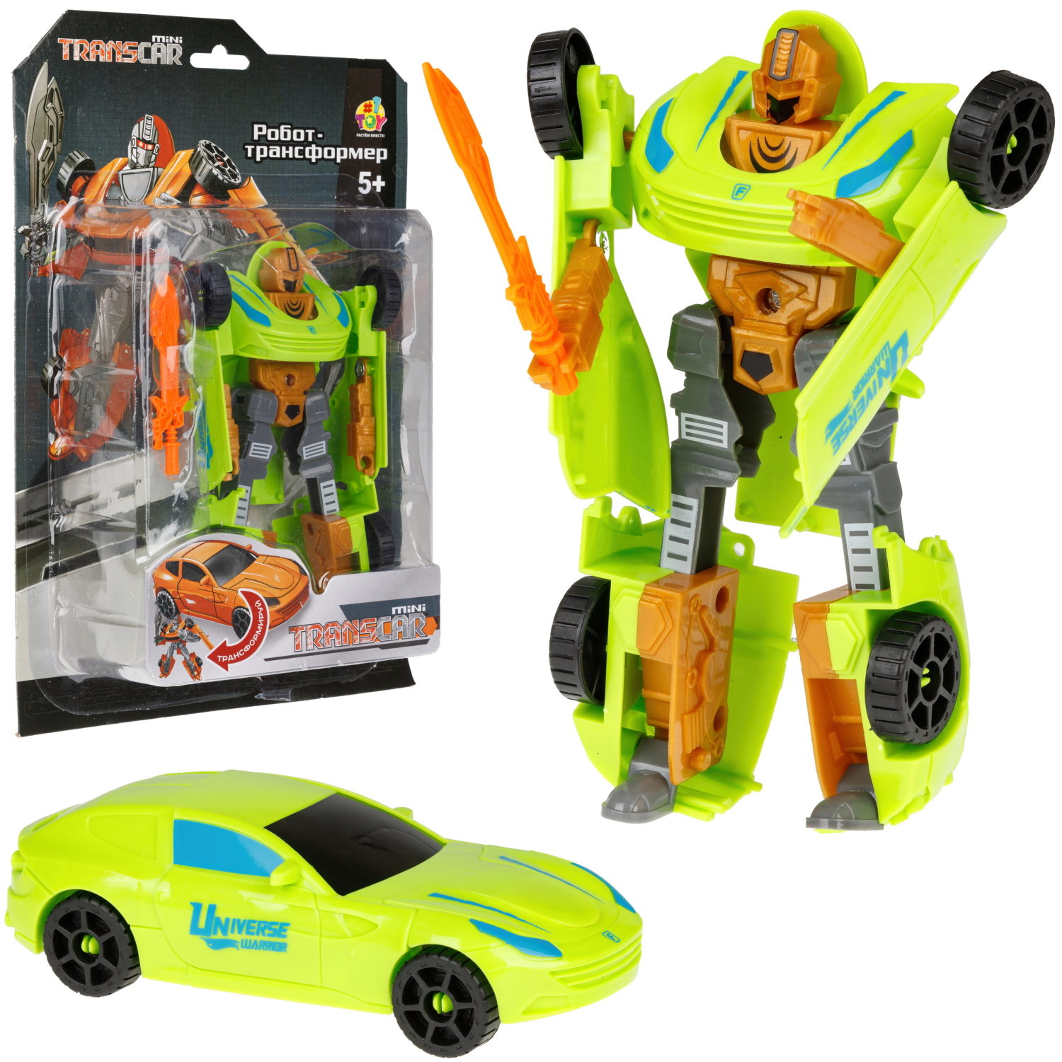 1toy Transcar mini робот-трансформер, 8 см, блистер, в асс. 6 видов