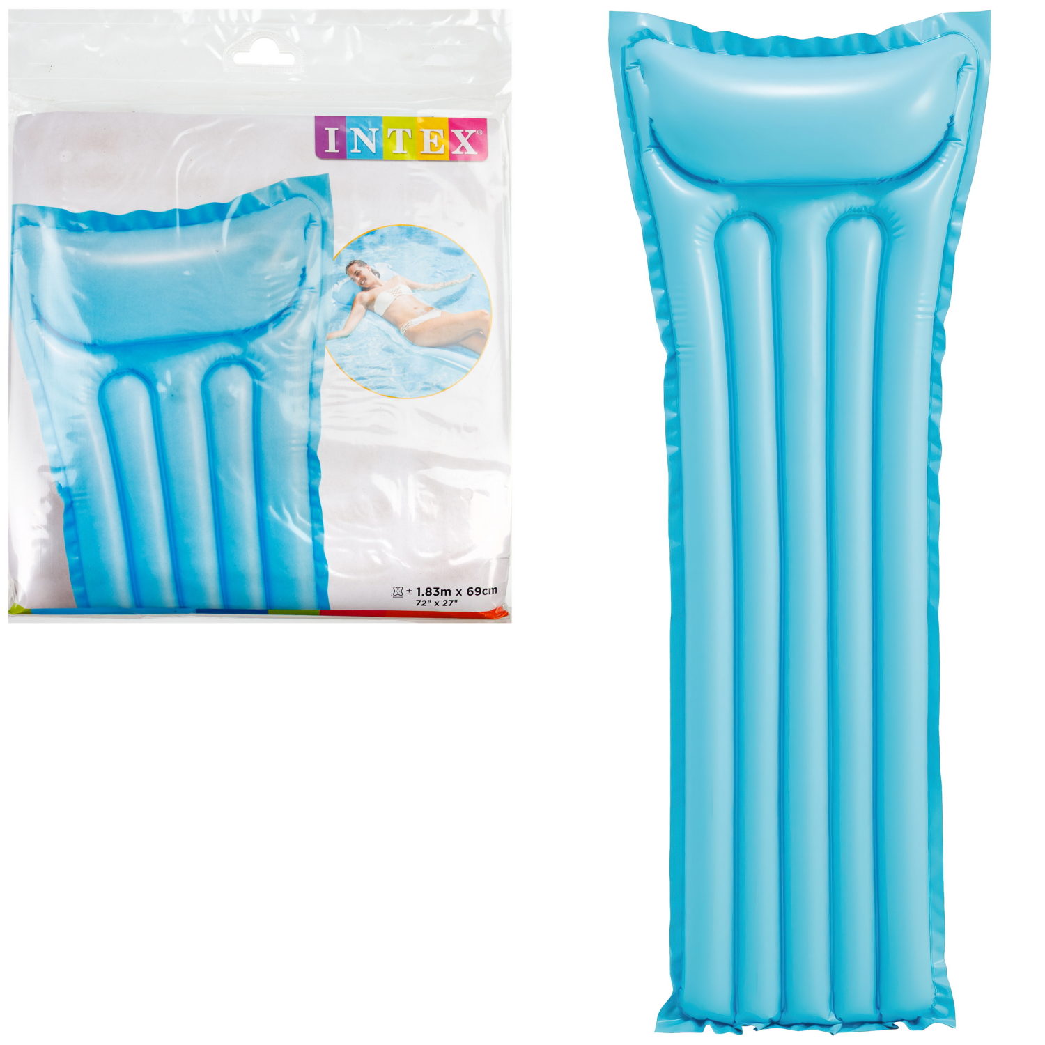 Надувной матрас для плавания Intex 183 х 69 см, голубой