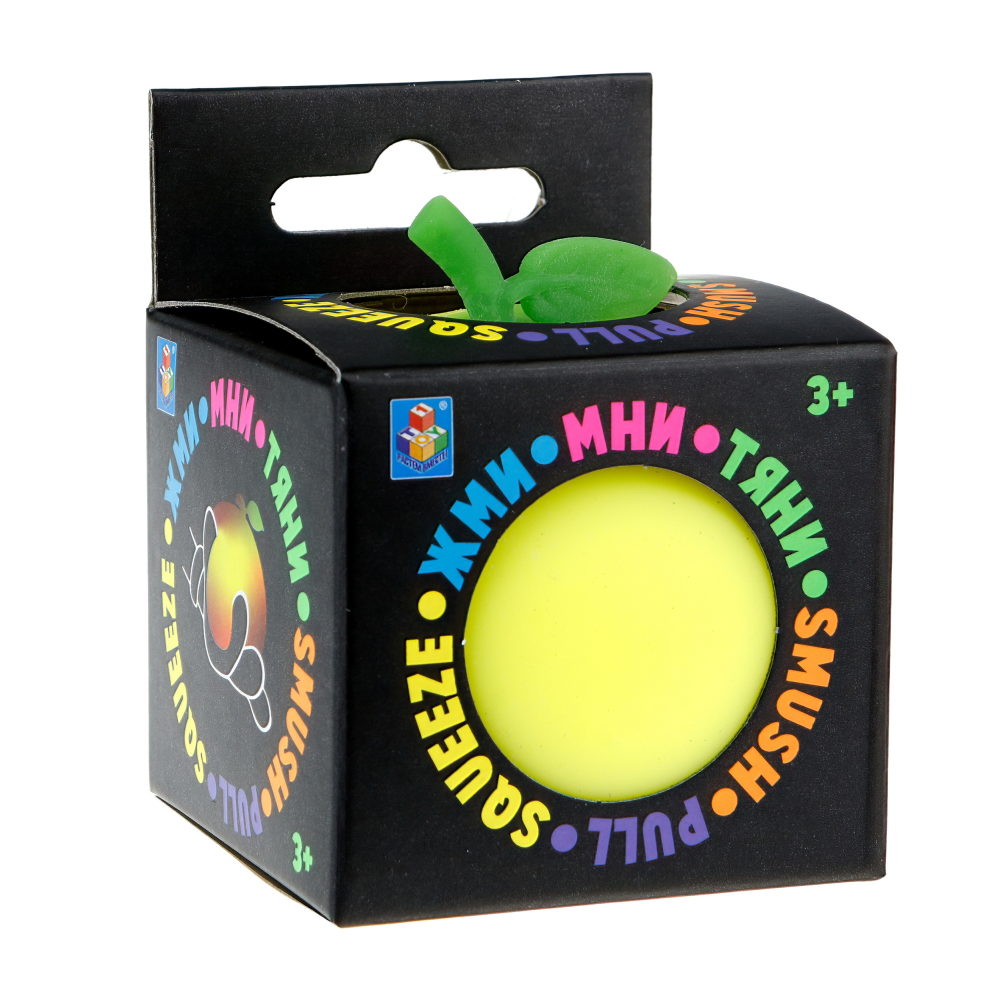 Антистресс-игрушка для рук 1TOY Крутой замес Яблоко, жёлтое, 6,5 см