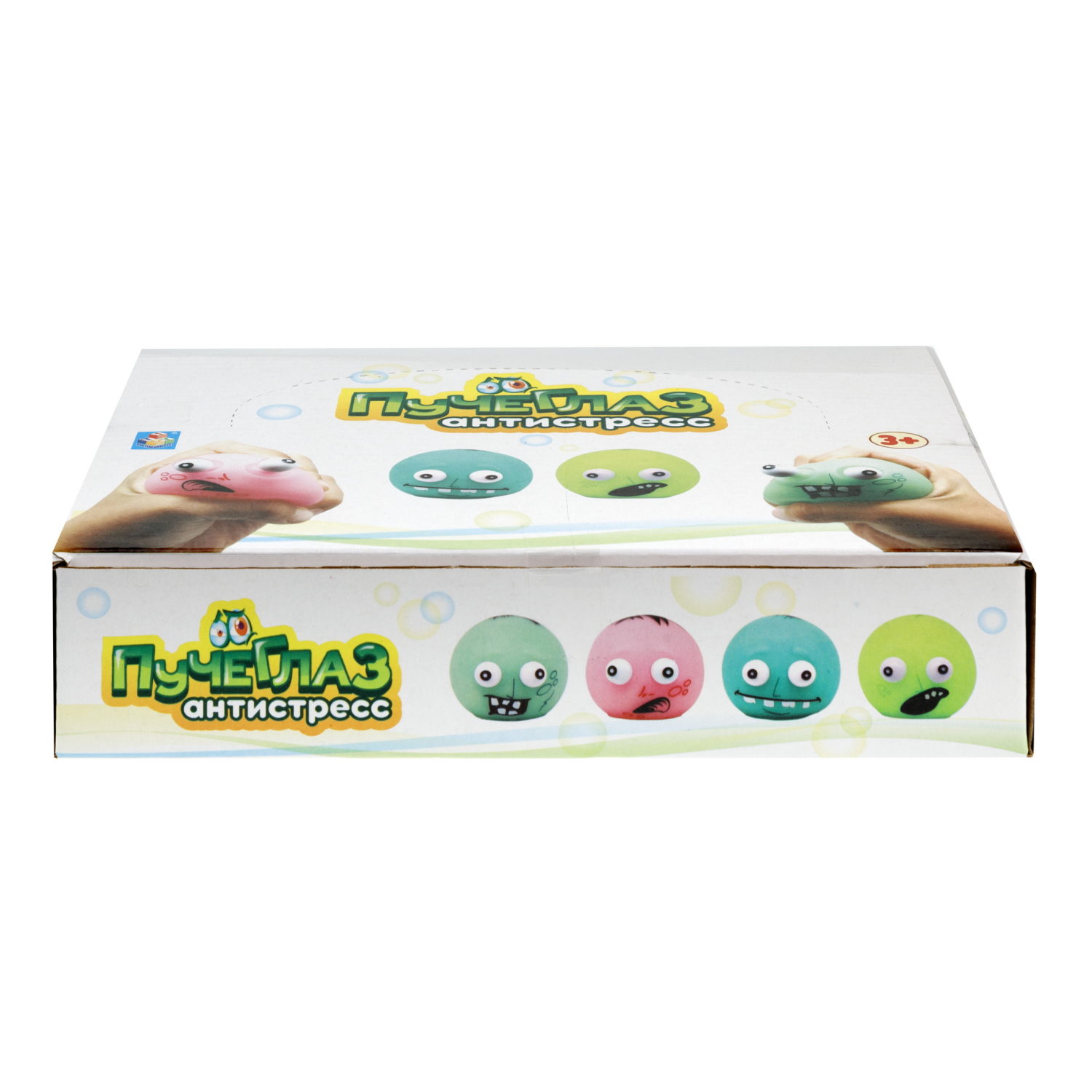 1toy Пучеглаз-антистресс "Зомби" 5,5х5x4,7 см, 4 вида в асс., 12 шт. в д/б