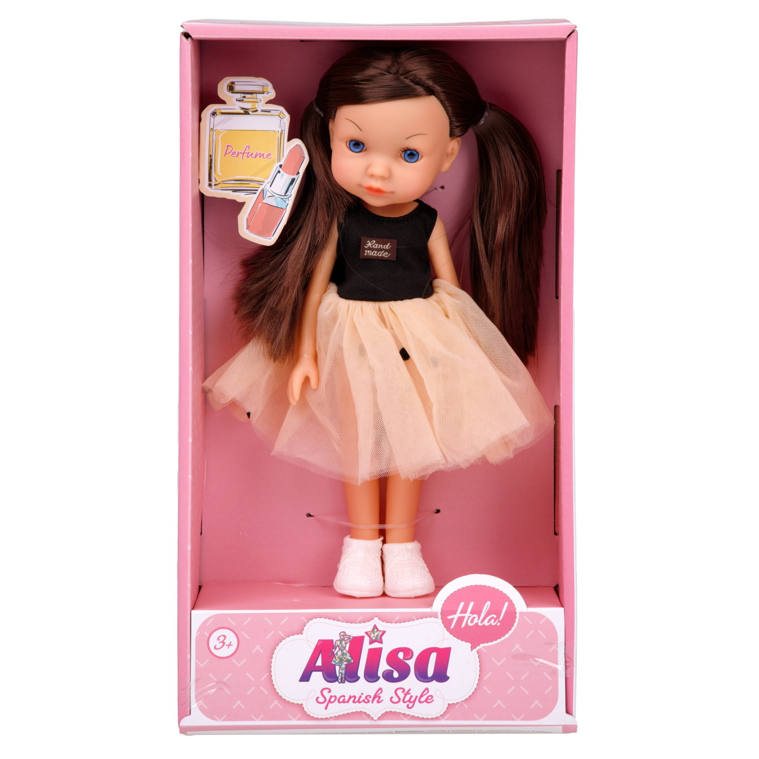 Кукла для девочки 1TOY Alisa испанский стиль, брюнетка с длинными волосами, маленькая, 23 см