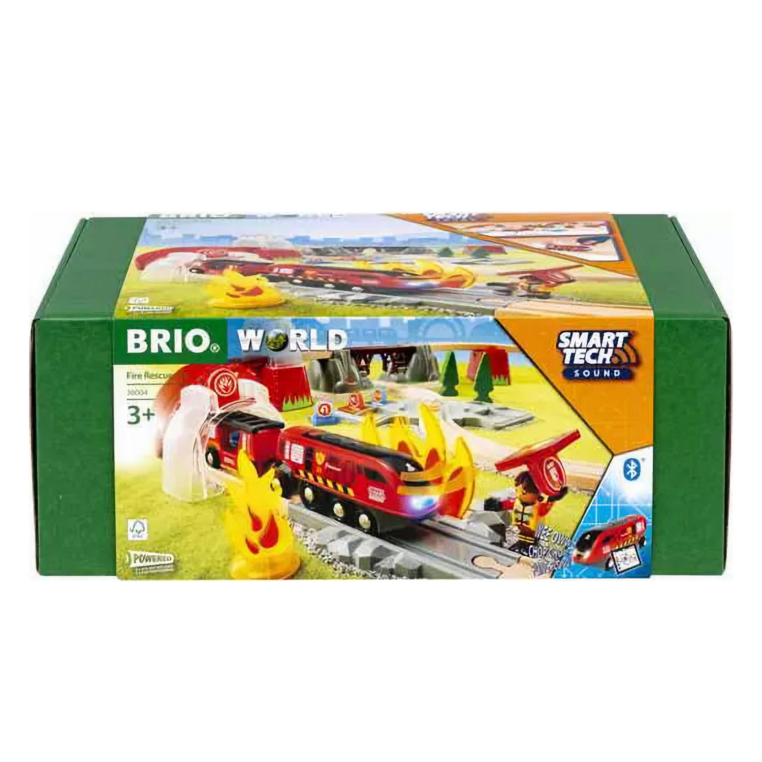 Деревянная железная дорога BRIO "Пожарный спасатель",звук, 41 деталь