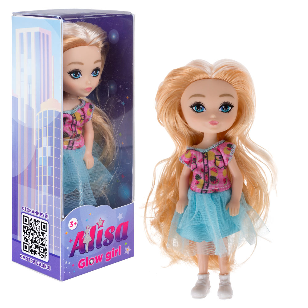 Кукла 1TOY ALISA GLOW GIRL, с разноцветными волосами, 15 см