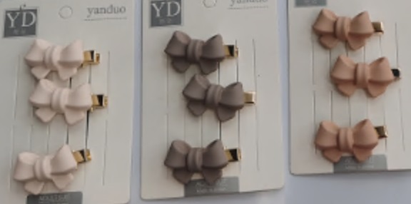 Lukky Fashion набор из 3 заколок-зажимов Бантик мини матовый,2 цв.: кремовый/шоколад микс