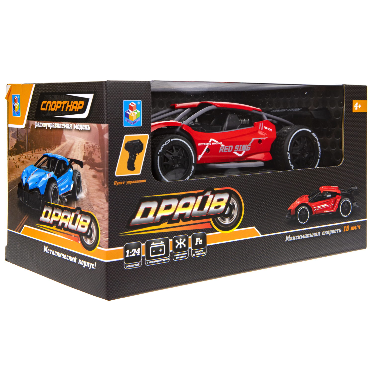 Машинка на пульте управления 1TOY Драйв спортивная, гоночная, спорткар на радиоуправлении