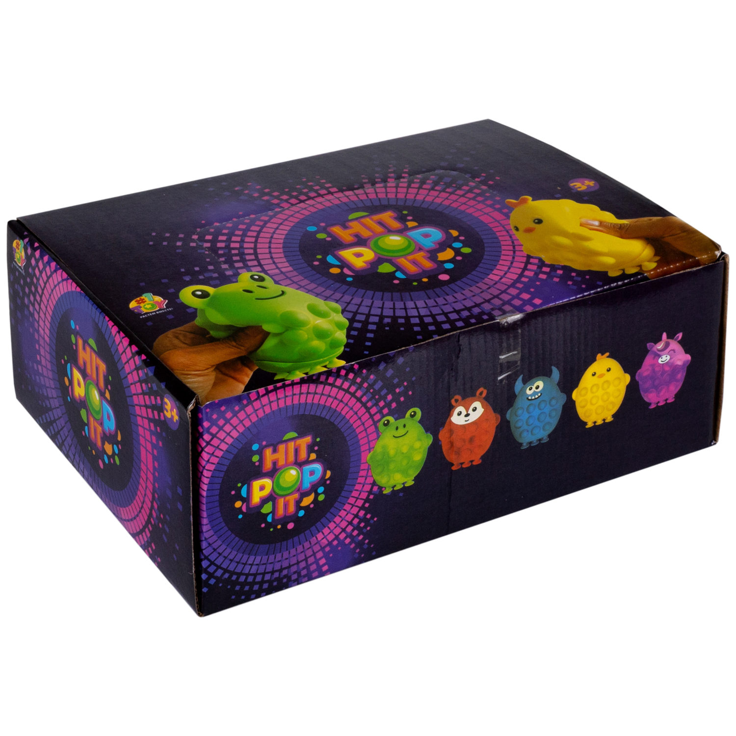 1TOY Жмяка Hit Pop It "Животные" 11х9х5 см, 5 видов на присосках в ассортименте