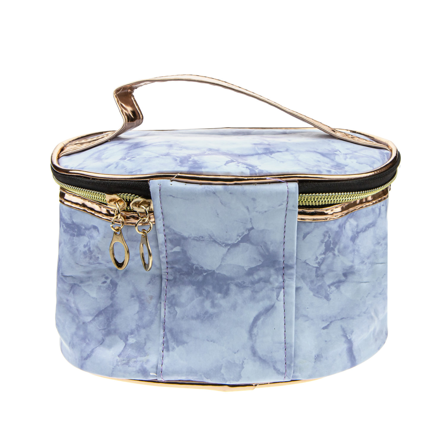 Пенал школьный, косметичка LUKKY для девочек, девушек, мраморная с золотом, голубая, 21х23х16 см