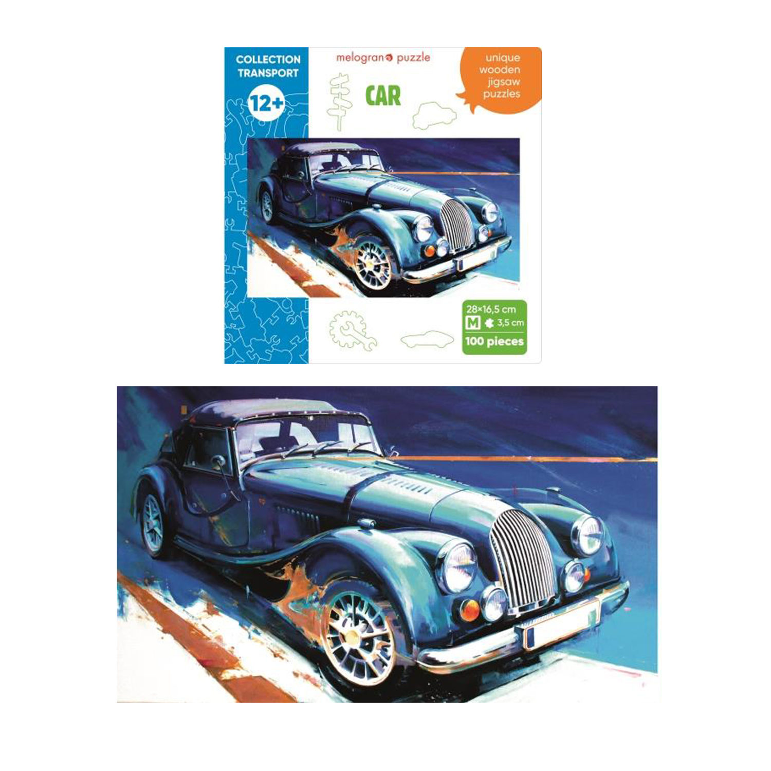 Деревянные пазлы Collection Transport Автомобиль классический, 100 деталей, 30х18 см