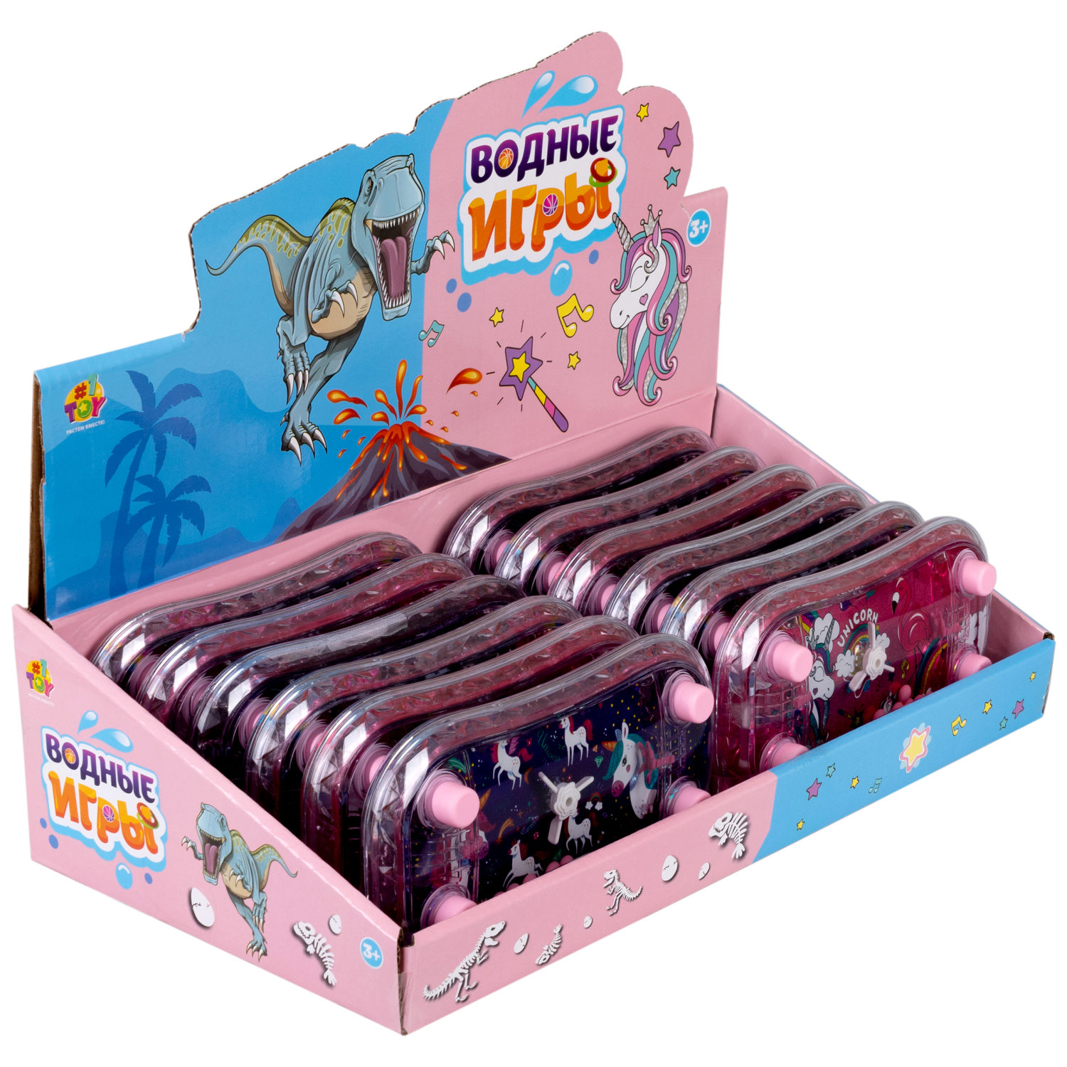 1TOY Игра с водой Забрось мячики  Единороги, 3 вида в ассортименте