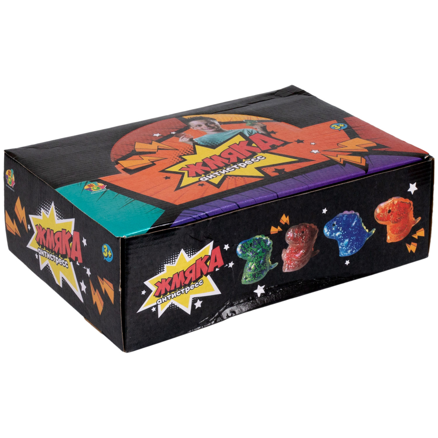 1toy Жмяка динозавр с пенопластовыми шариками, 8х11 см, 4 вида в ассортименте