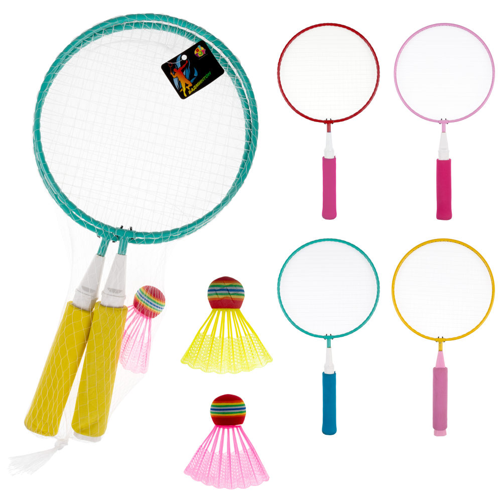 Бадминтон 1TOY 2 ракетки с мягкими ручками, 1 волан, в ассортименте