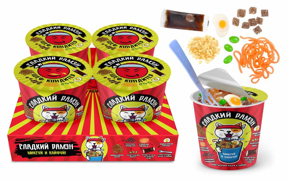 ШЕФ-КОНДИТЕР Сладкий рамэн (6 ингредиентов), блок 4 шт. (60г х 4 х 24)