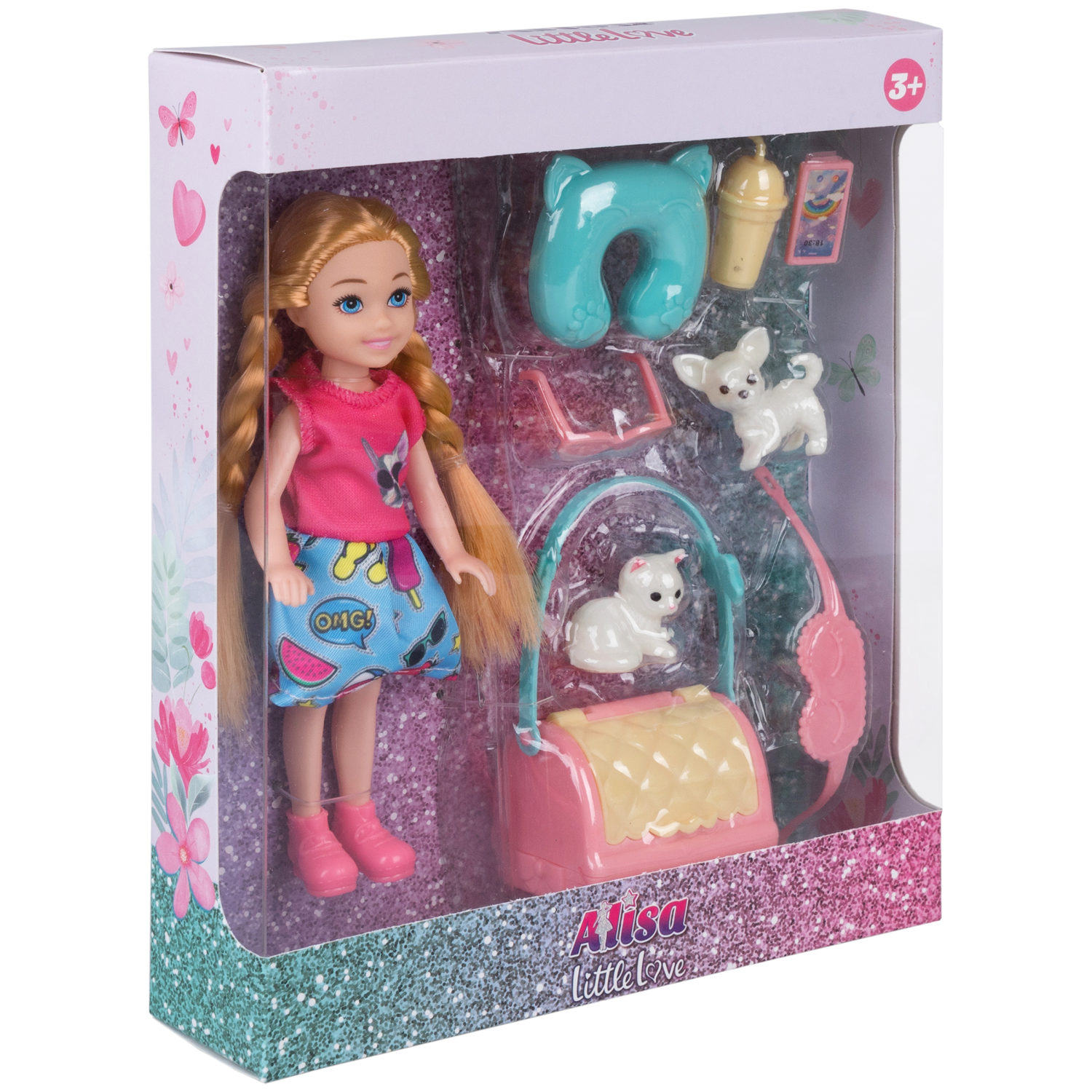 Кукла Alisa Little Love 15,2 см, блондинка, с двумя питомцами и аксессуарами