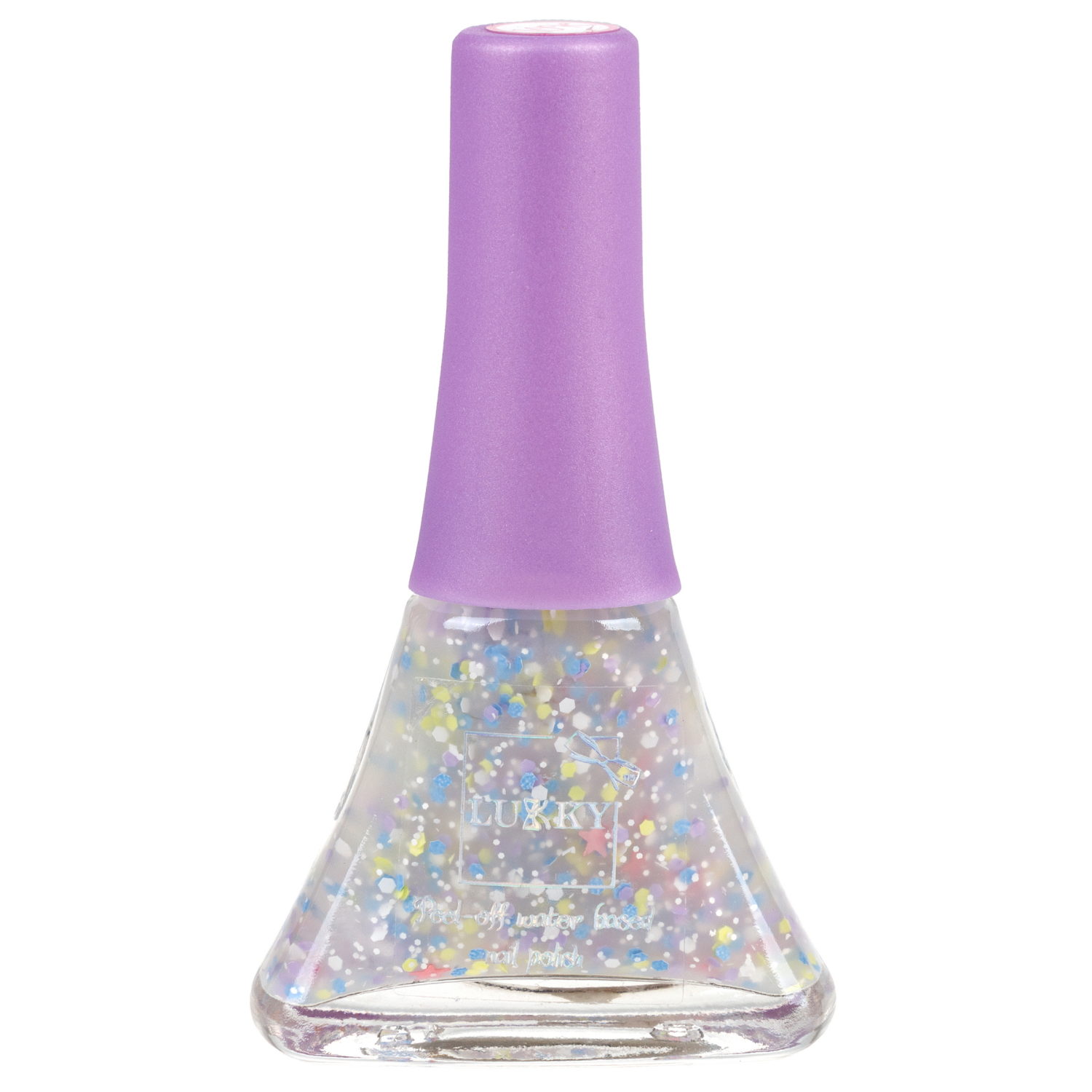 Детский лак для ногтей на водной основе с блестками Lukky, Конфетти-Микс, безопасный, сиренево-голубой микс со звёздочками, блистер, 5,5 мл