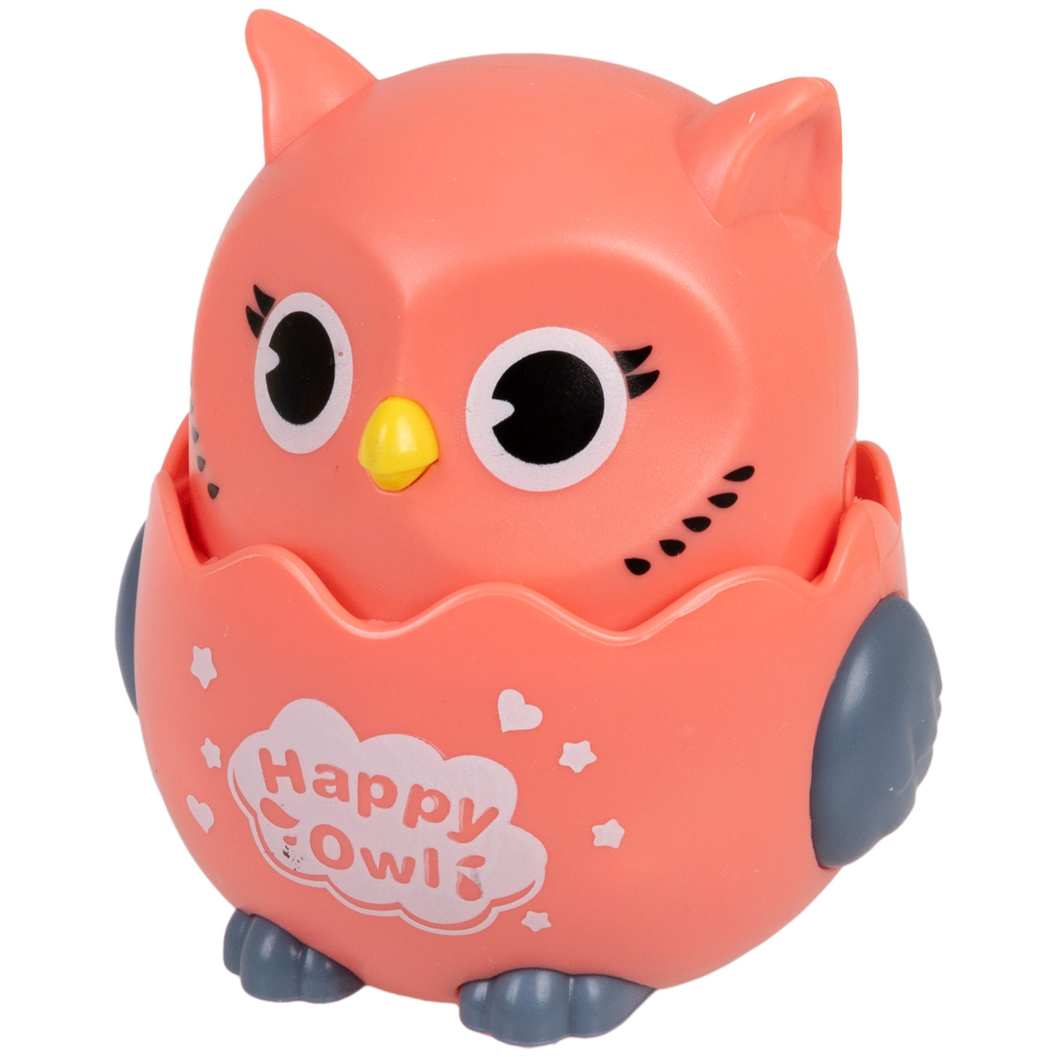 Игрушка детская 1TOY Покатушки Весёлая Сова, инерционная, работает без батареек, 4 цвета в ассортименте