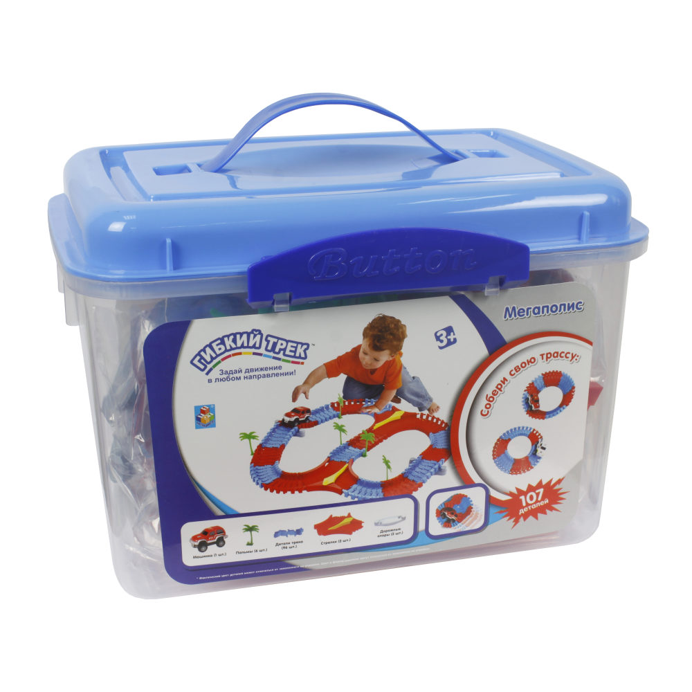 Автотрек 1TOY «Мегаполис», гибкий трек с машинкой