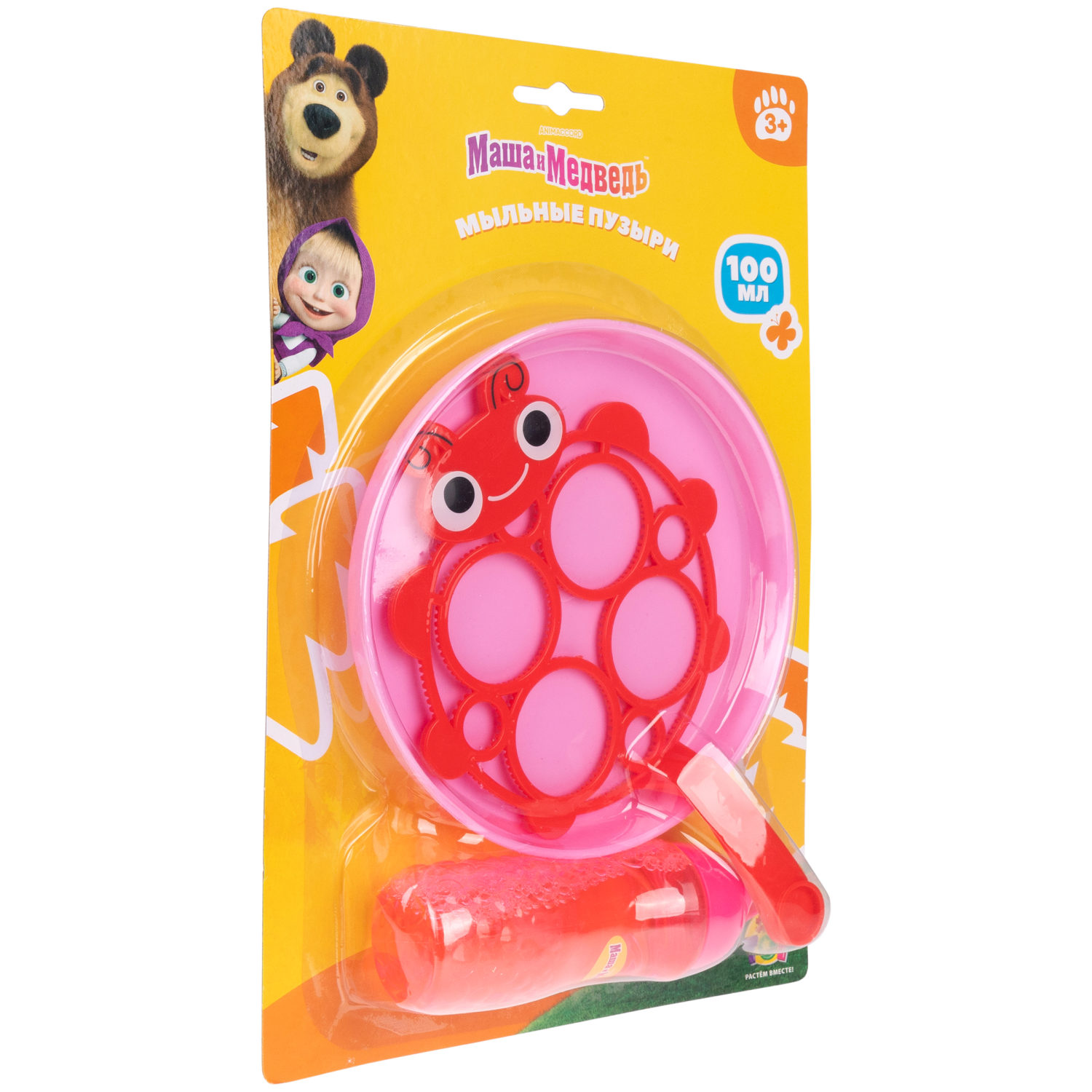 Мыльные пузыри 1TOY Маша и медведь, Божья коровка, с лотком и венчиком, 100 мл
