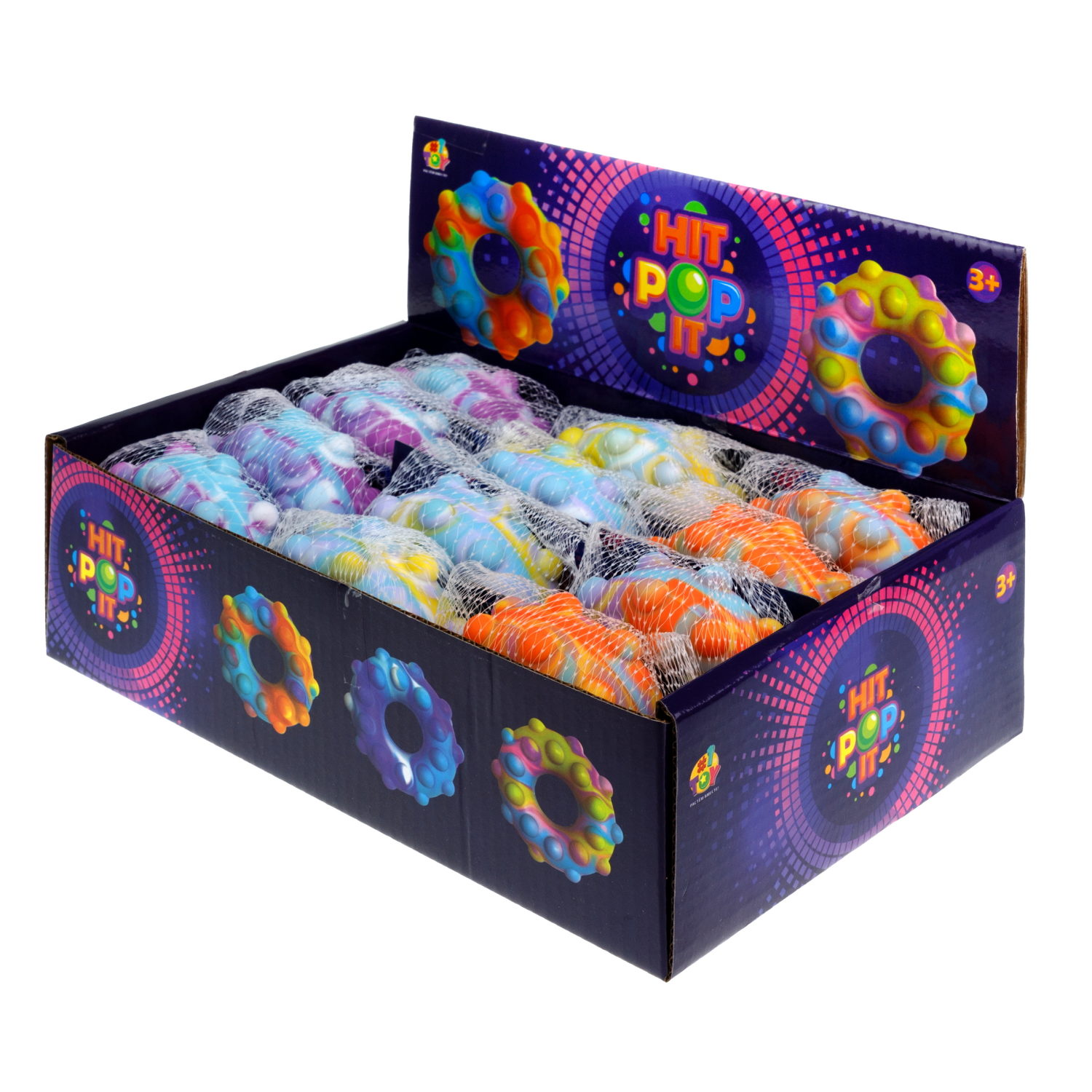 1toy Жмяка Hit Pop It "Пончик" 7 см, 3 вида в асс.