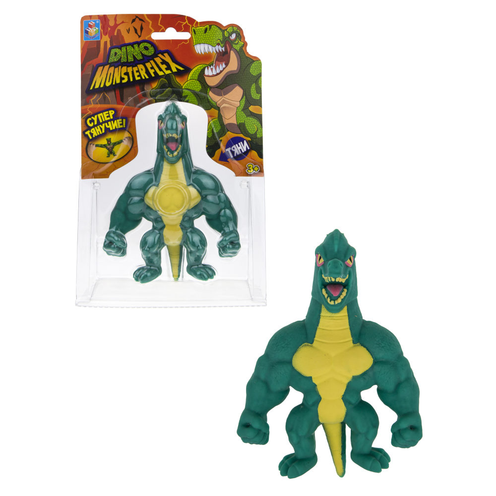 Тянущиеся фигурки 1TOY Monster Flex Dino, Бронторекс, монстр тянучка, 14 см