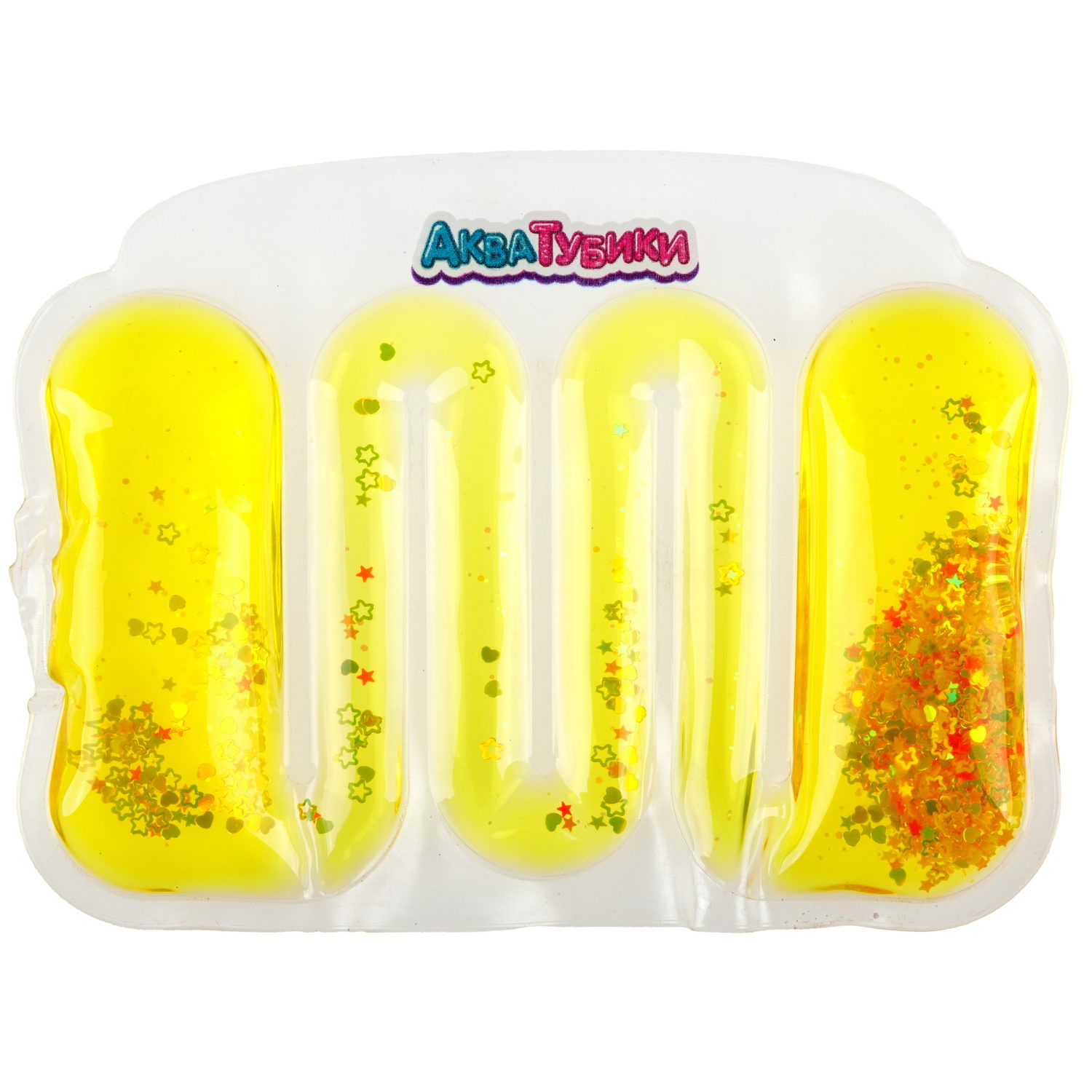 Акватубики переливайка 1TOY «Конфетти» скользун с водой внутри, антистресс для рук, жмякалка, 4 цвета в ассортименте