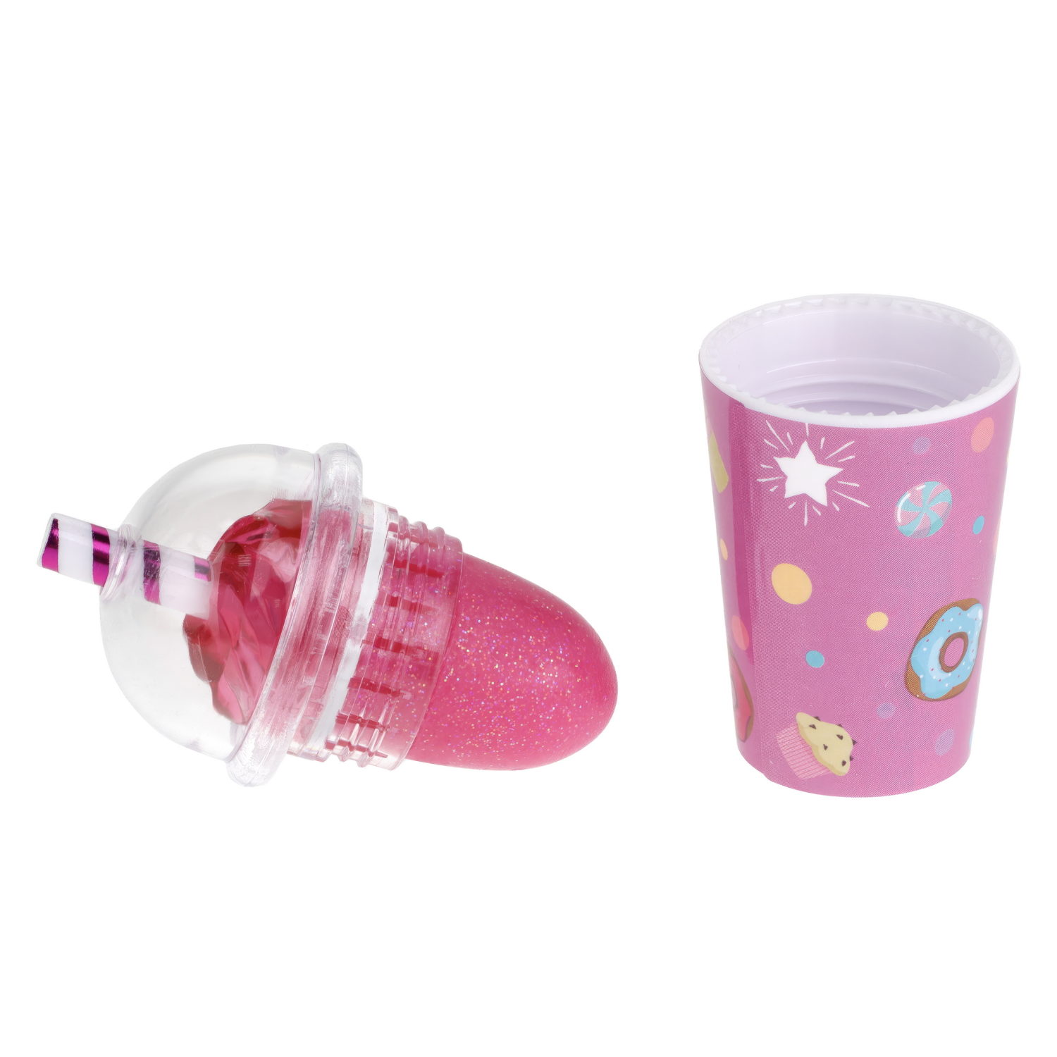 Lukky Бальзам для губ Коктейль с ароматом клубничного мороженного, розовый, 4 г, блистер