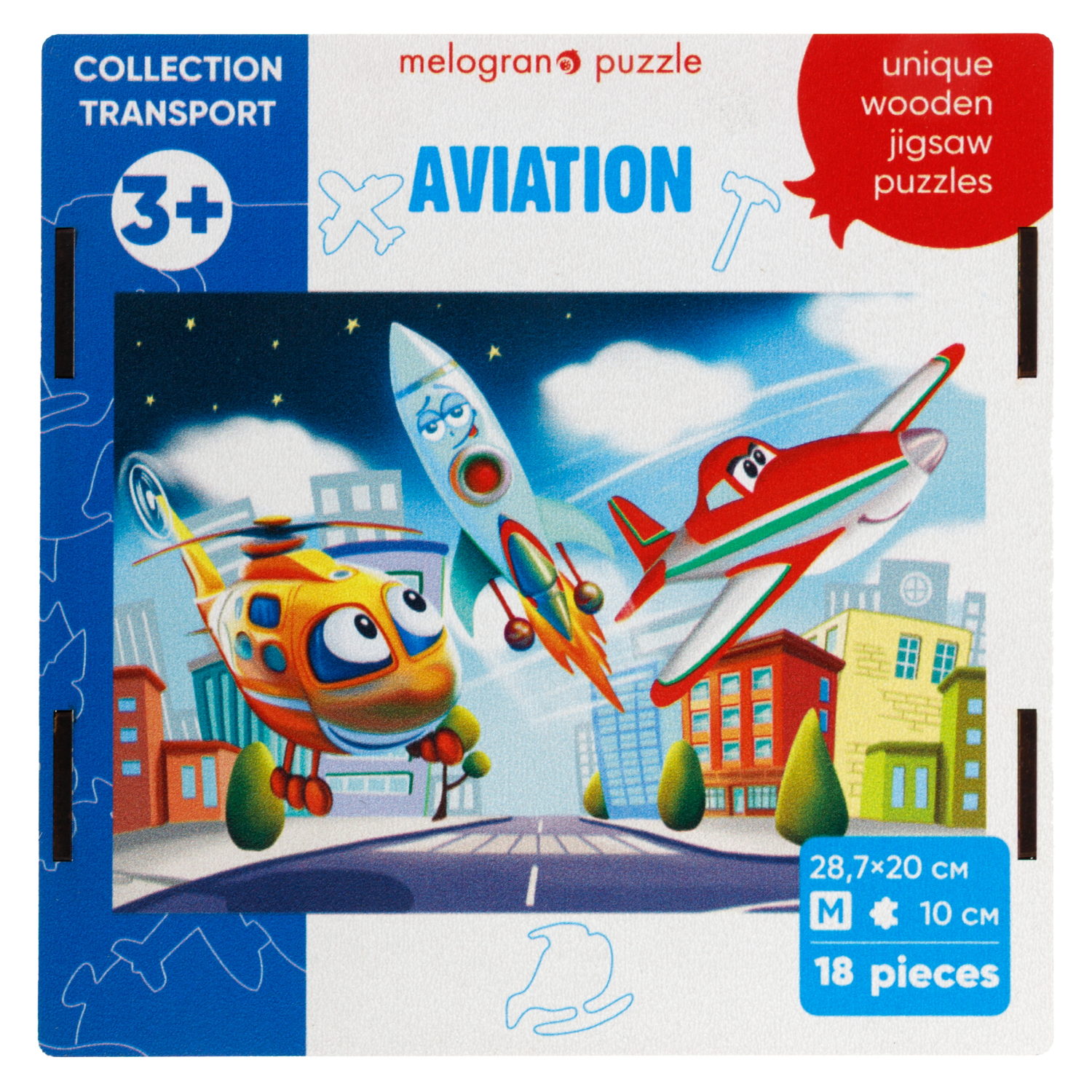 Деревянные пазлы Collection Transport Авиатехника, 18 деталей