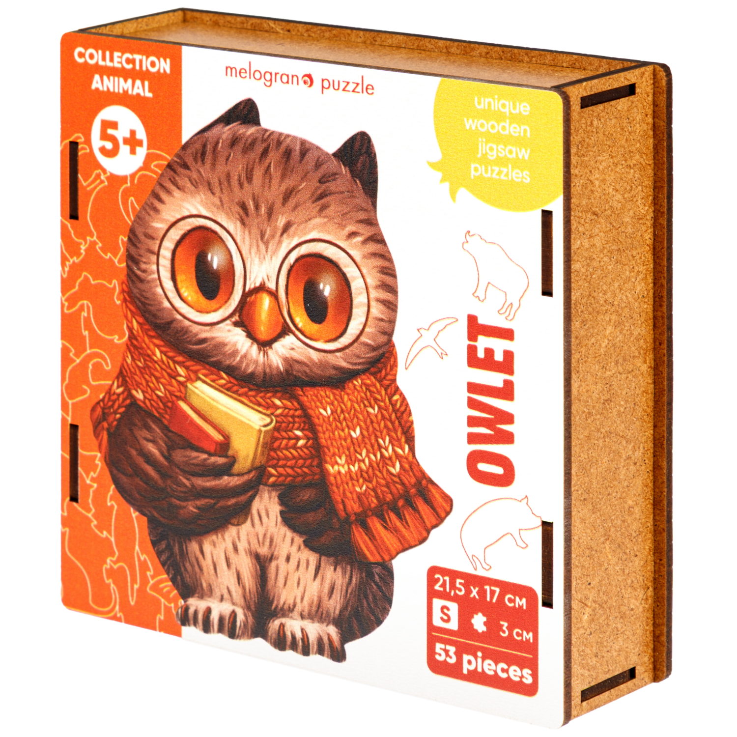 Деревянные пазлы Collection Animals Совенок ученик, 53 детали