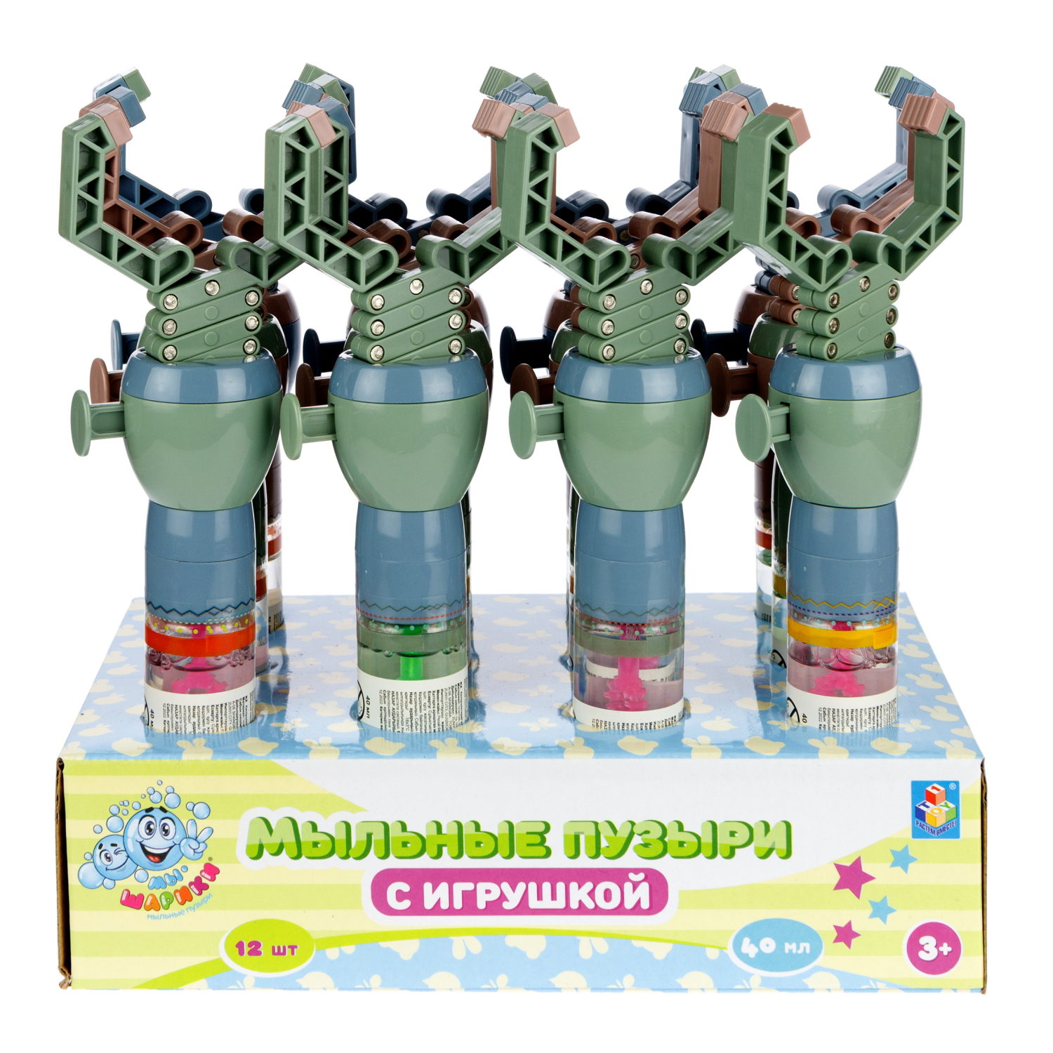 Мыльные пузыри 1TOY Мы-шарики! колба с игрушкой-хваталкой робо-рука 40 мл