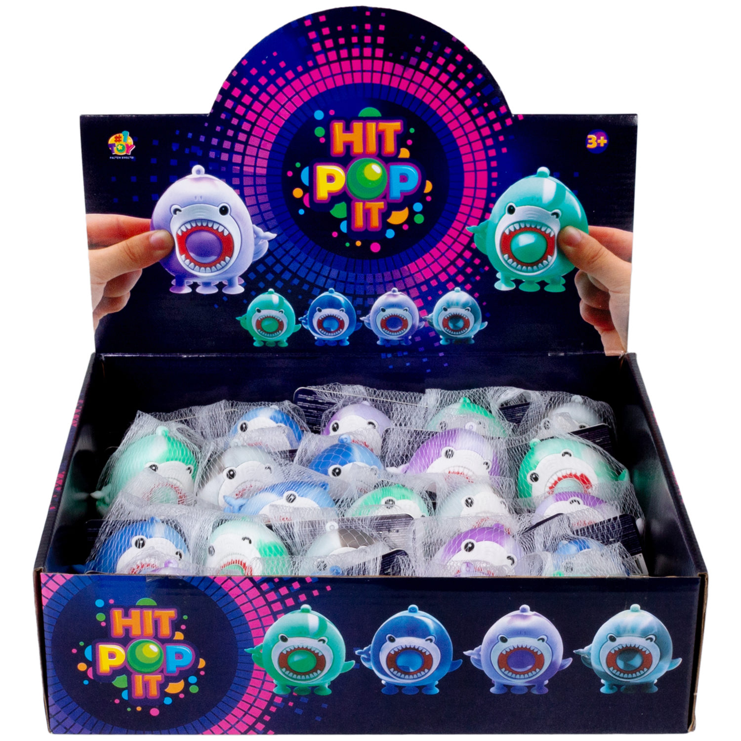 1TOY Жмяка Hit Pop It "Акулы" на присосках 8,5х4х7 см, 4 вида в ассортименте