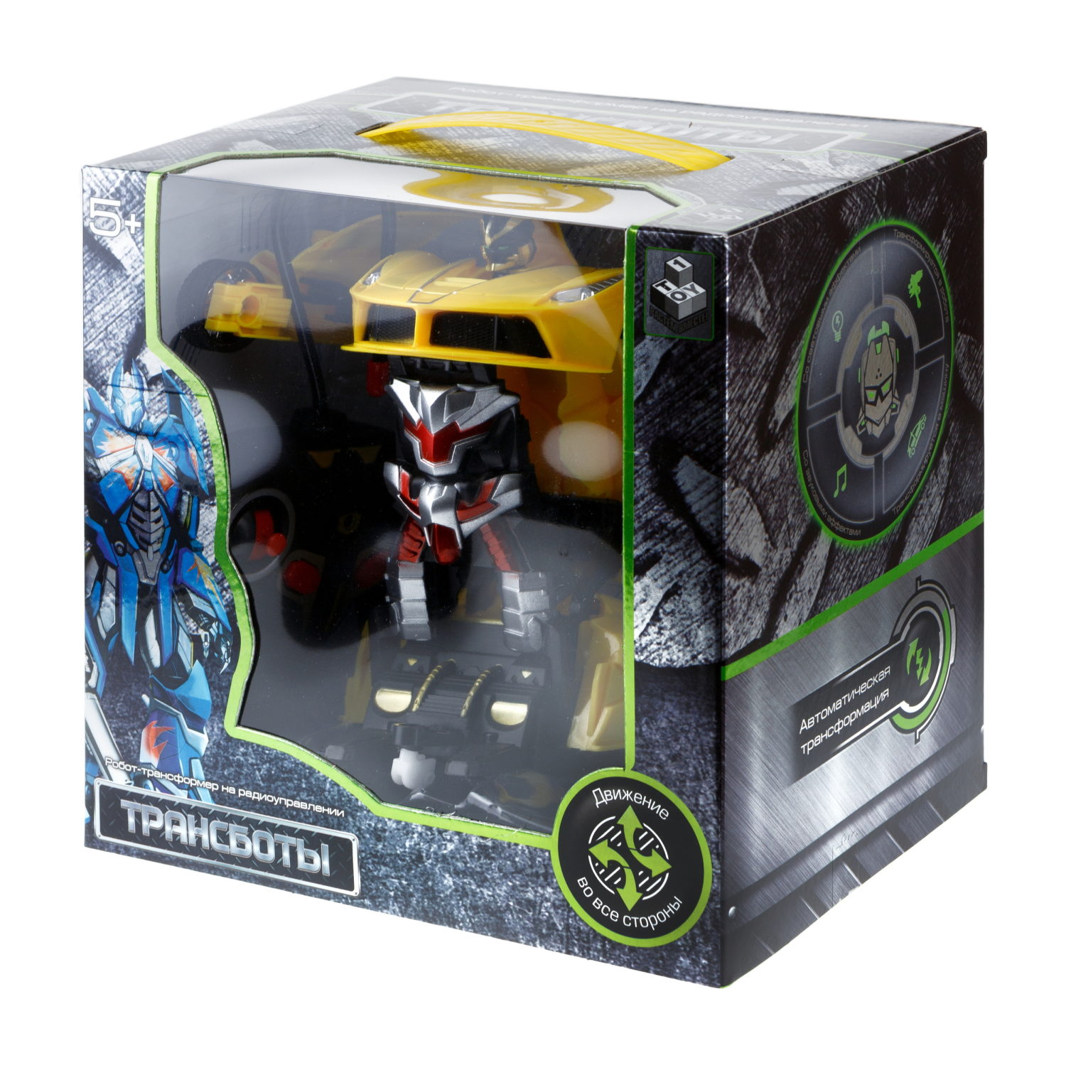 1TOY Трансботы, 1 к18 на р.у. 27МГц, трансформирующийся в легковую машину 20 см, 2 цвета желтый, красный