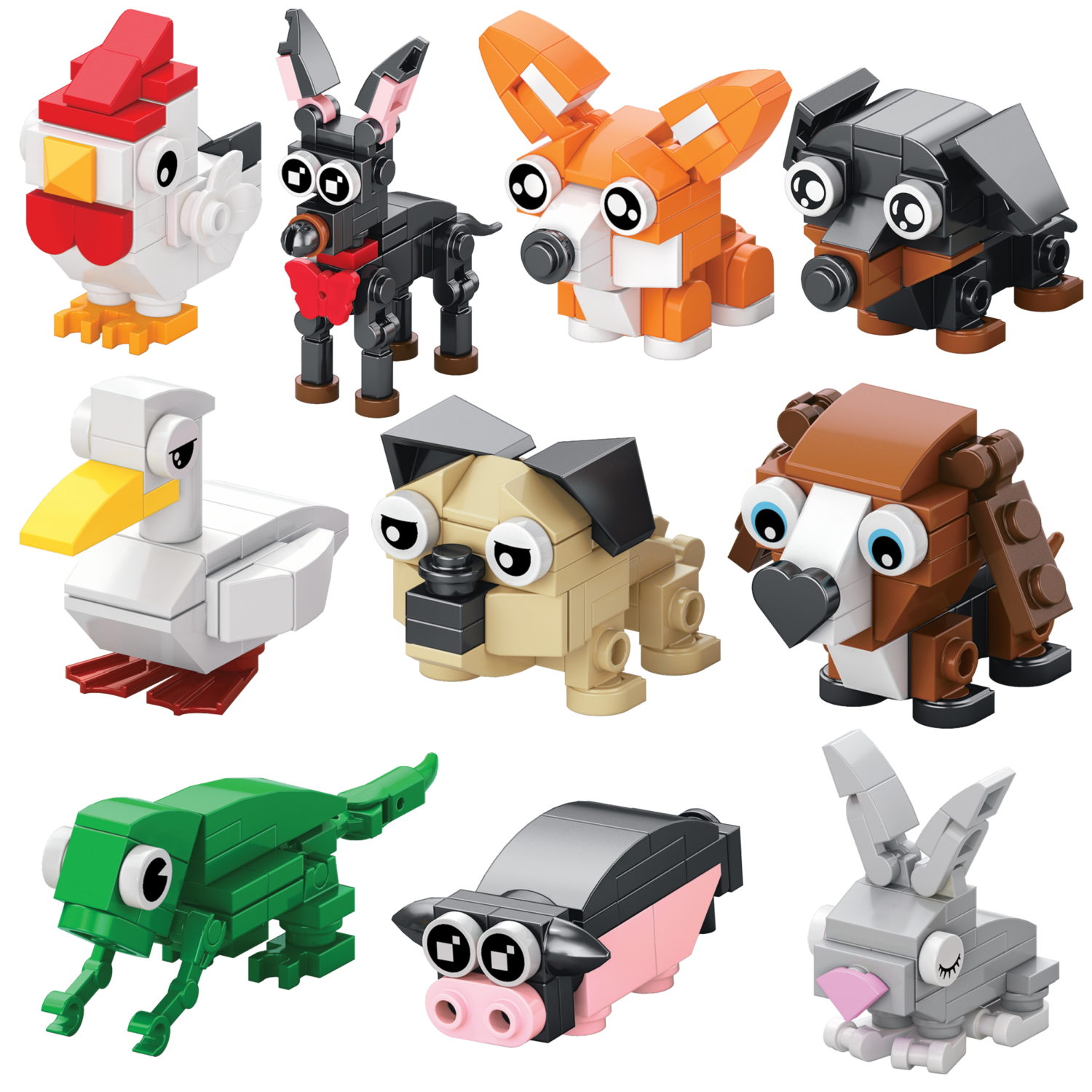 Конструктор 1TOY Blockformers Мир питомцев, 10 видов