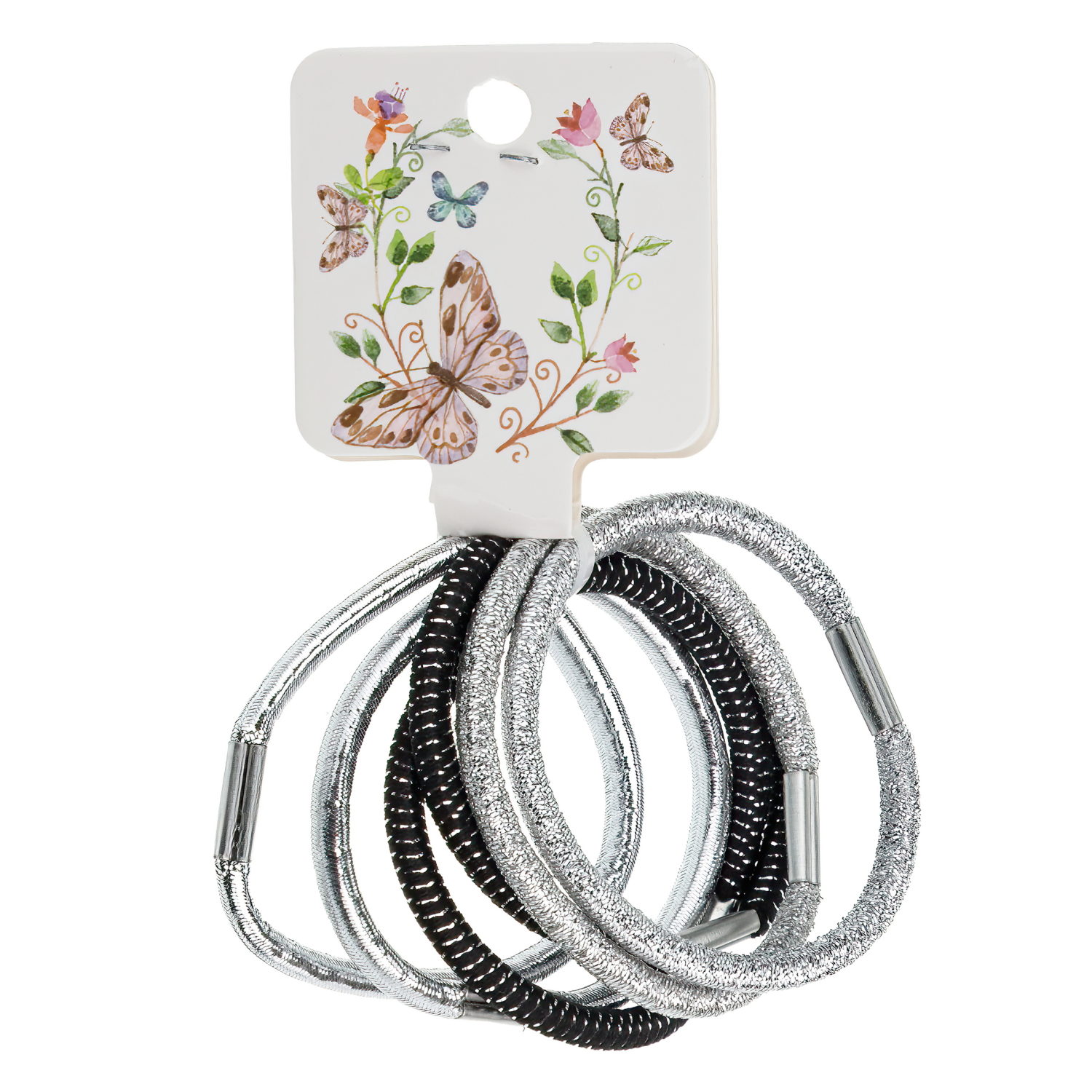 Lukky Fashion набор из 6 резинок для волос Металлика, цвет: черный, серебряный