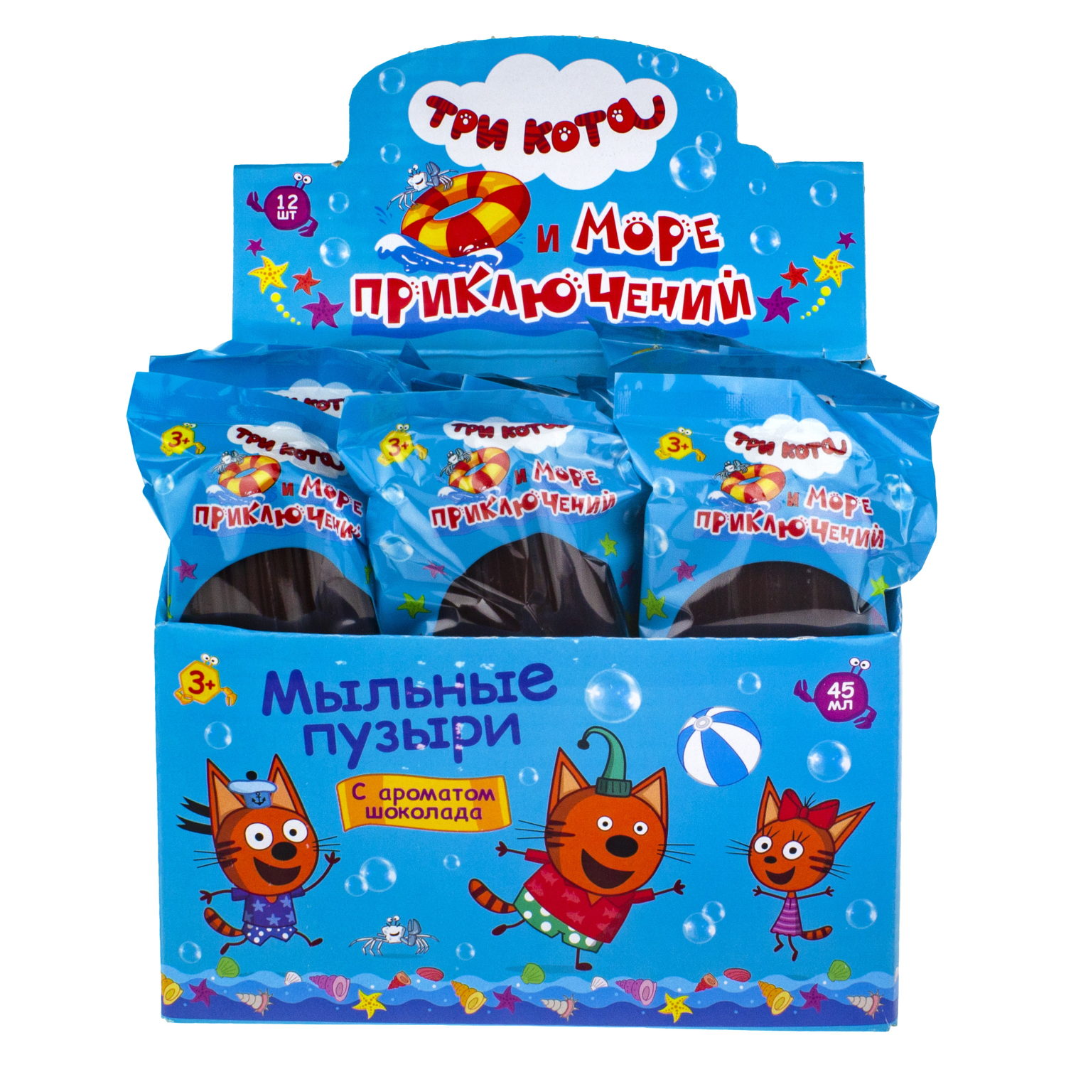 Мыльные пузыри ТРИ КОТА в виде эскимо, с ароматом шоколада (45мл.)