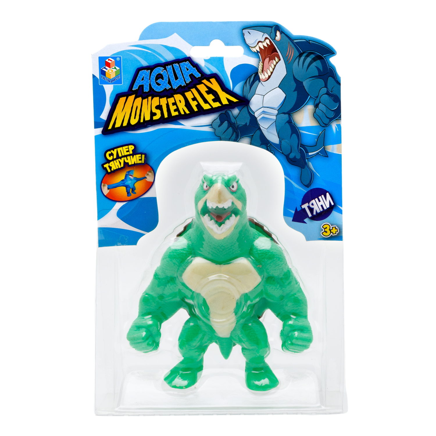 1Toy Игрушка для мальчика, тянучка монстр MONSTER FLEX AQUA, ЧЕРЕПАХА ДЖИМ, антистресс
