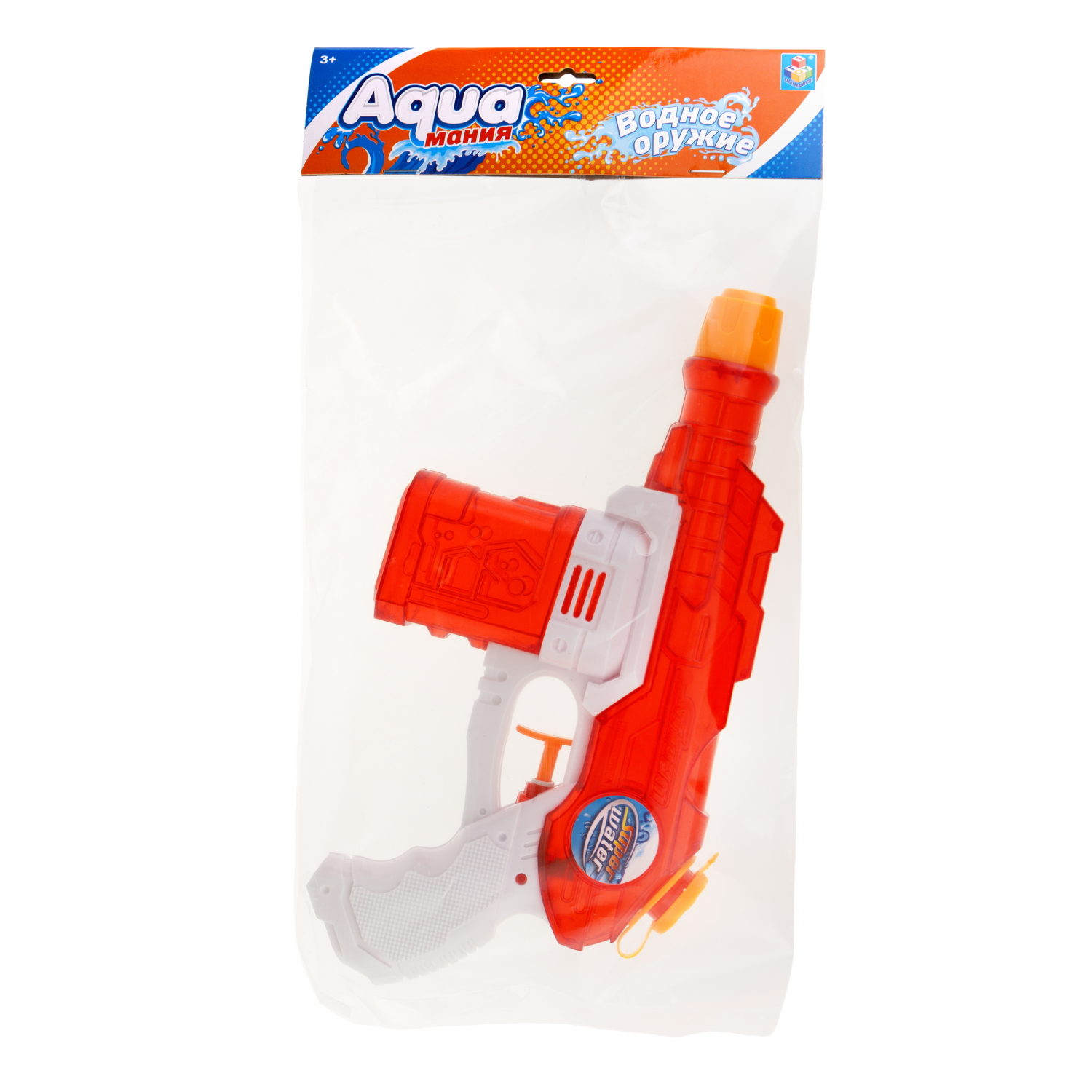 1TOY Аквамания водное оружие, 23*14*4 см, прозрачное, красный