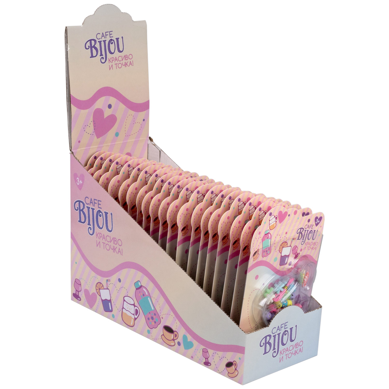 1TOY наб.бусин."Café Bijou" напитки 5 видов в асс., блистер 12*19см, 20 шт.в дб.