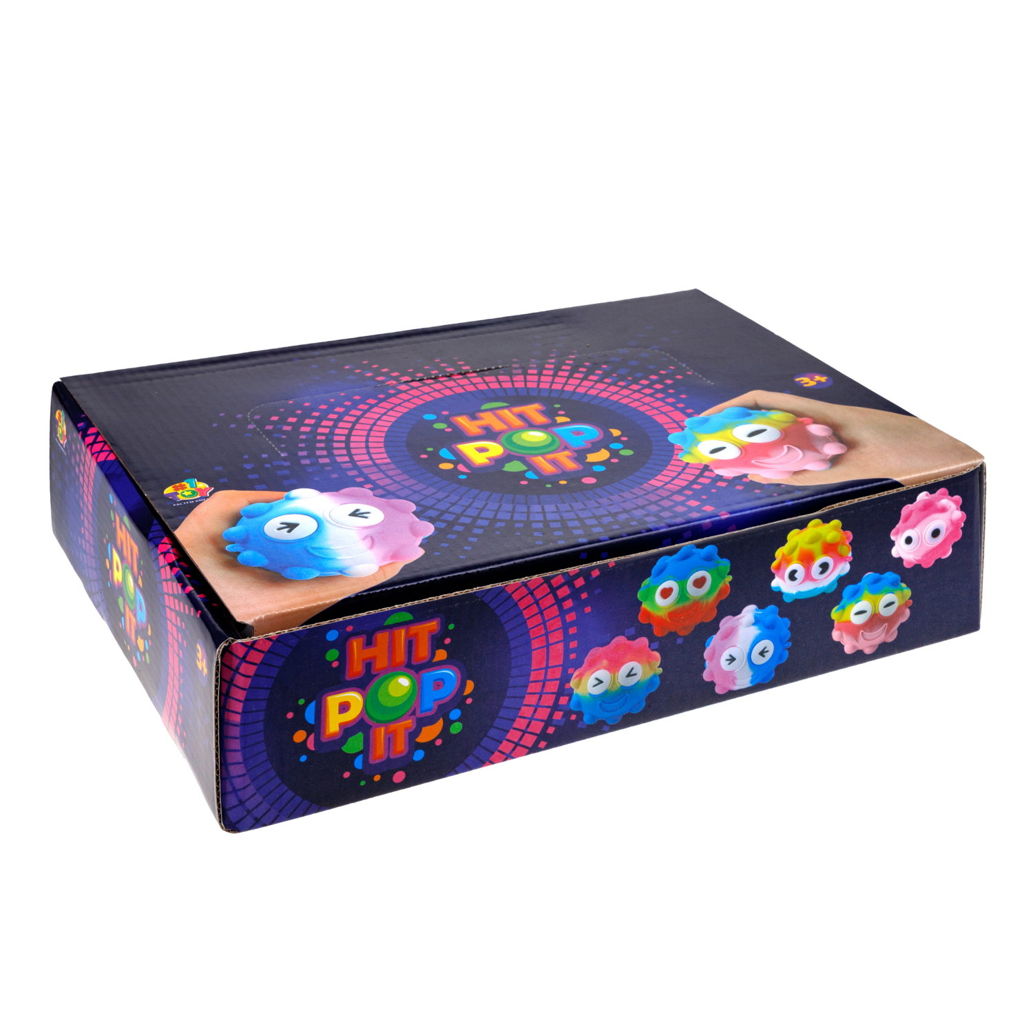 1toy Жмяка Hit Pop It "Смайлик" 7 см, 6 видов, 12 шт. в д/б