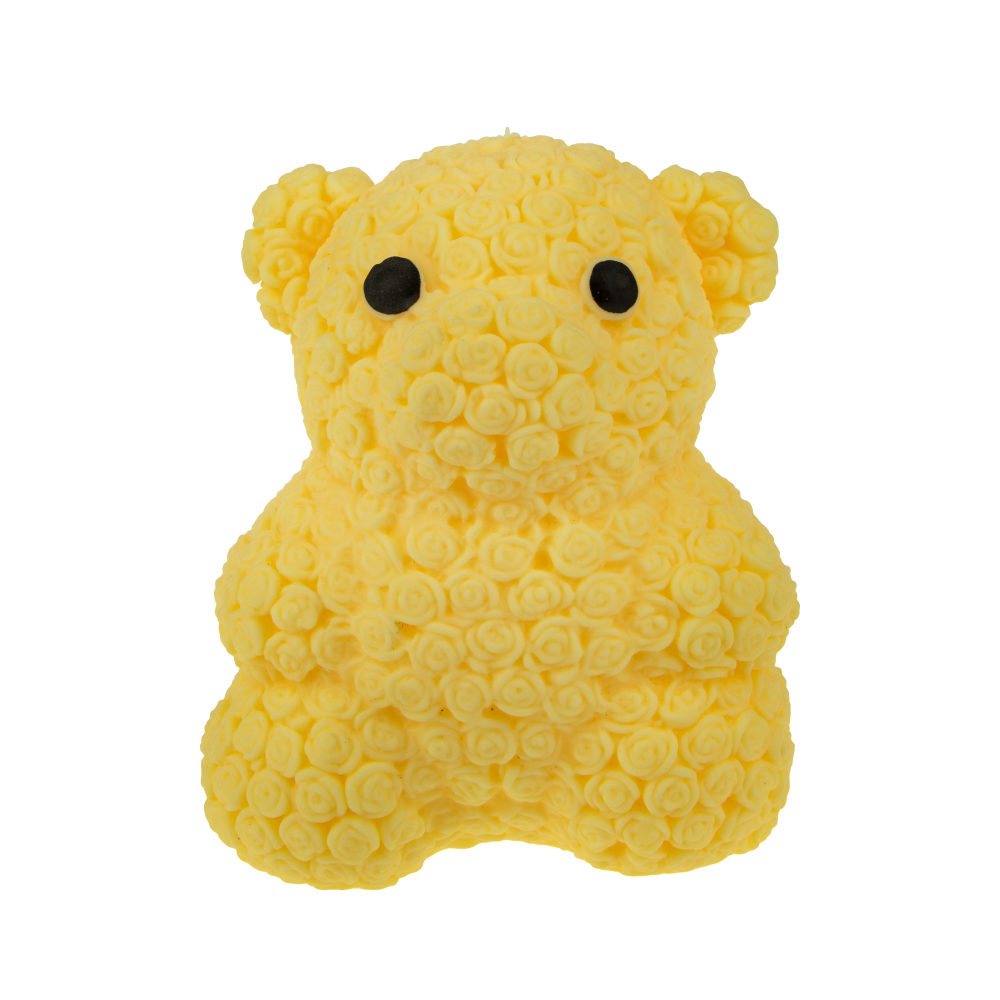 1toy Жмяка мишка в розах со светом, 8*6 см, желтый, цветной пакет с подвесом