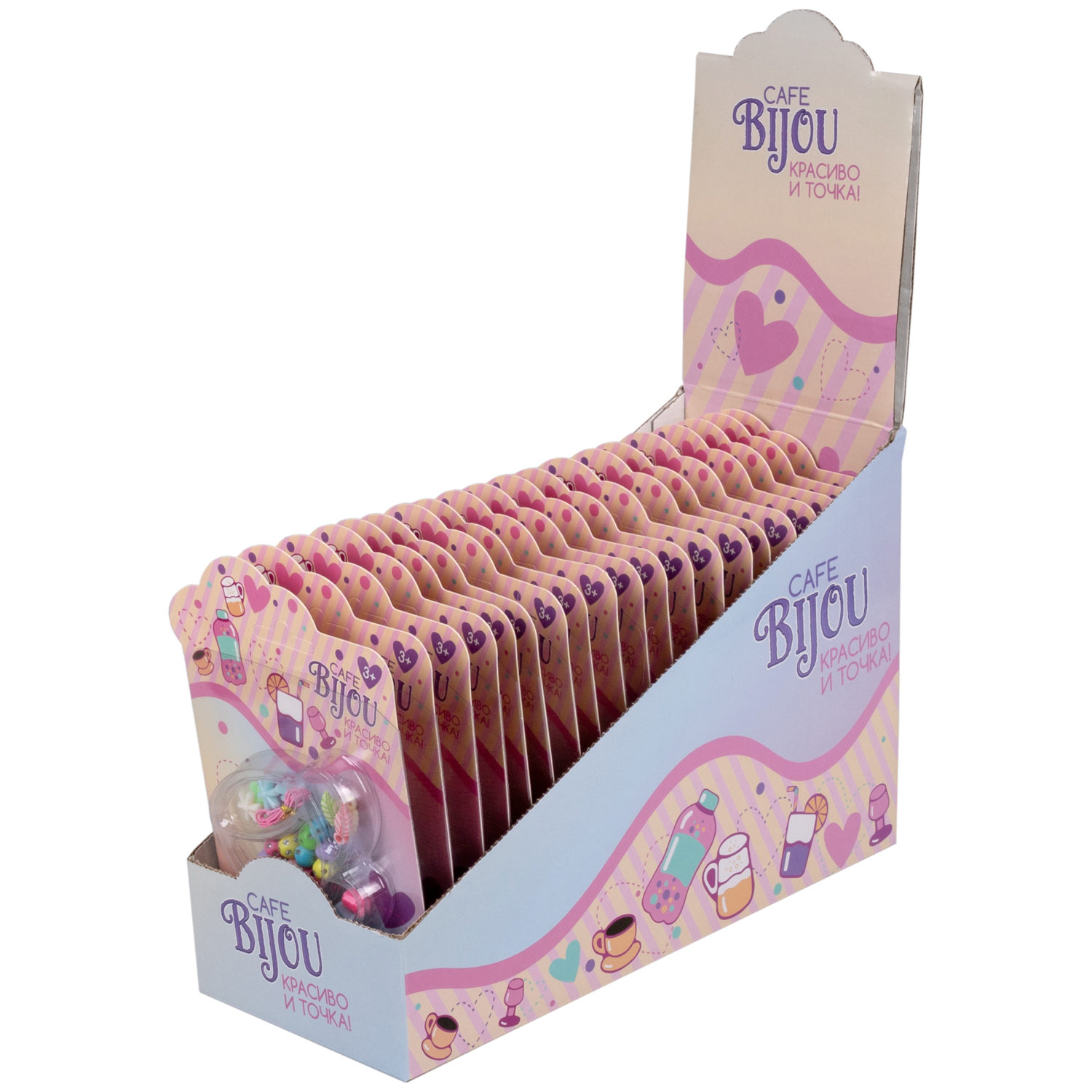 1TOY наб.бусин."Café Bijou" напитки 5 видов в асс., блистер 12*19см, 20 шт.в дб.