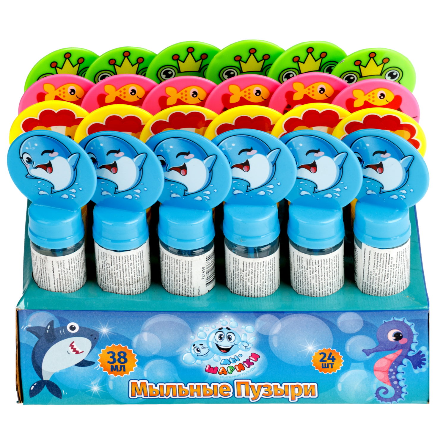 1toy Мы-шарики! мыл. пузыри колба с кругляшом зверята, 38 мл, 24 шт в д/б