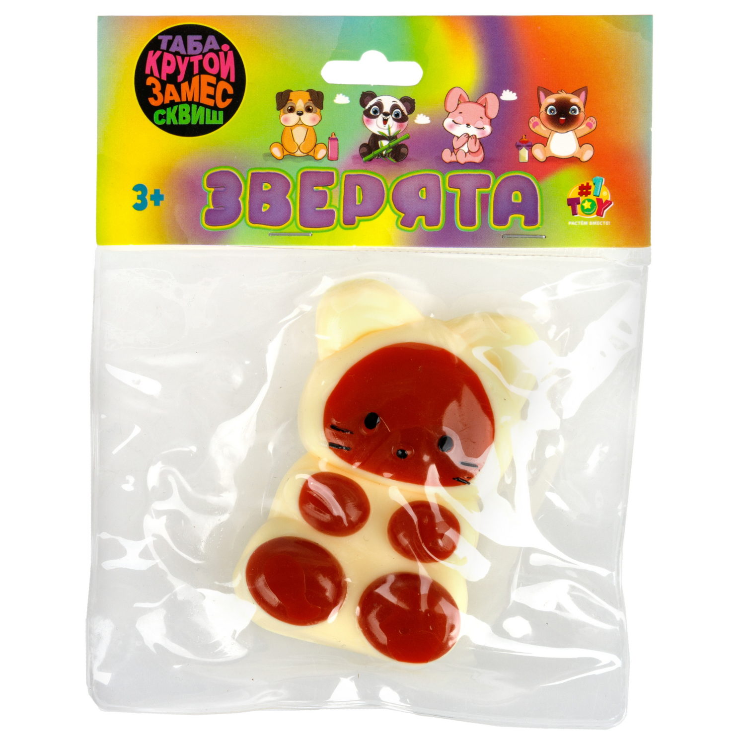 Таба сквиш 1TOY Крутой замес Звери, 7х5х3 см, в ассортименте