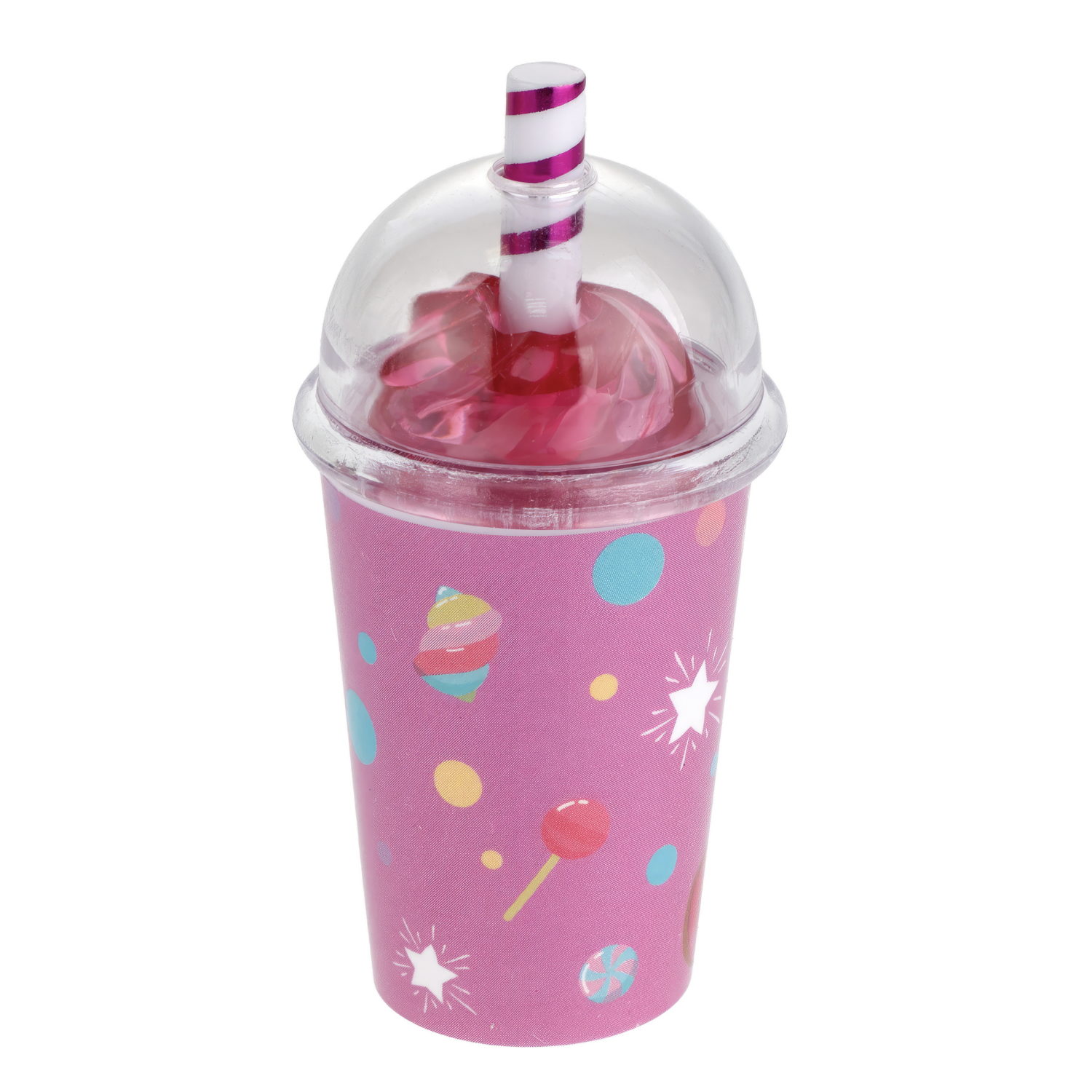 Lukky Бальзам для губ Коктейль с ароматом клубничного мороженного, розовый, 4 г, блистер