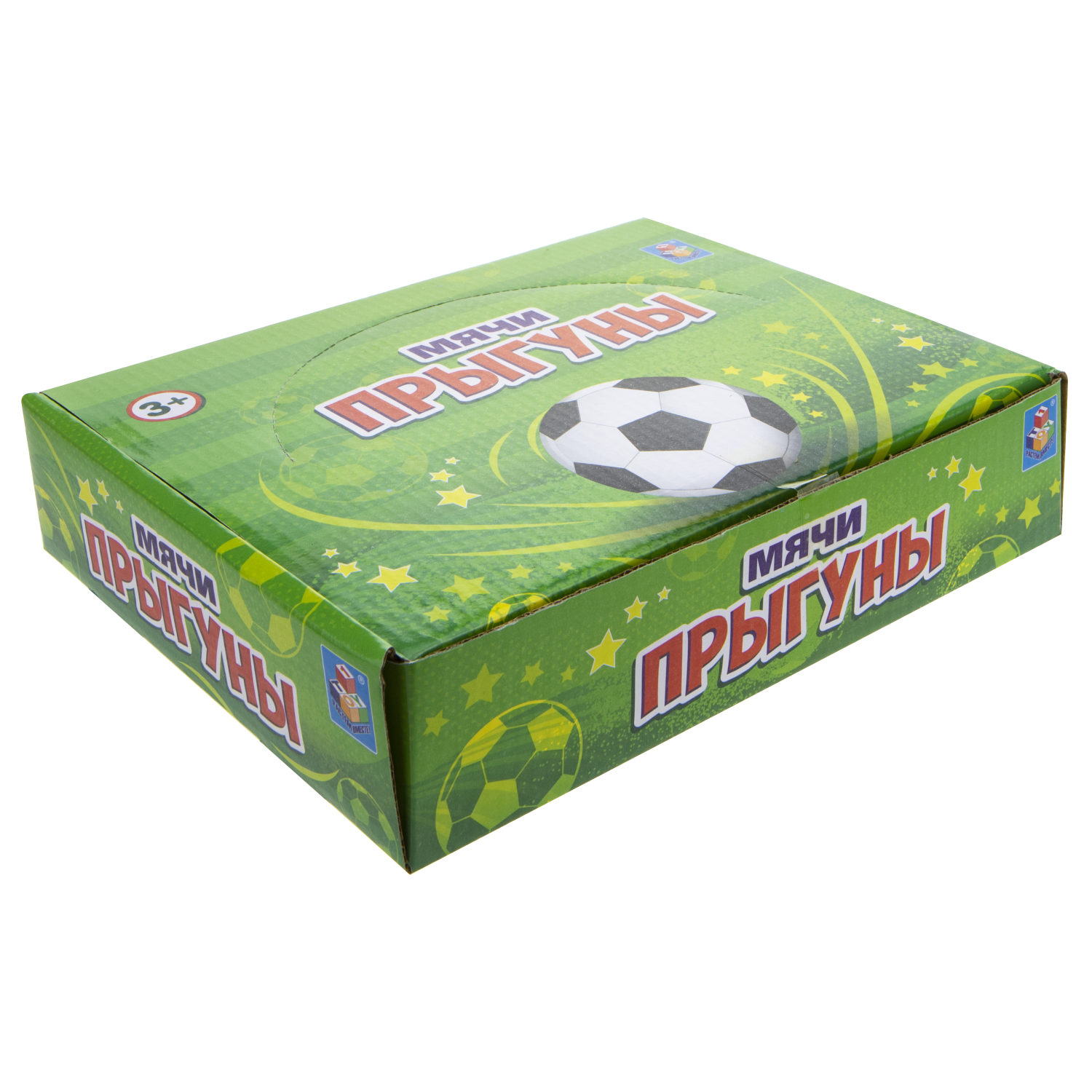 Мячик-прыгун со светом 1TOY Футбол,  5,5 см