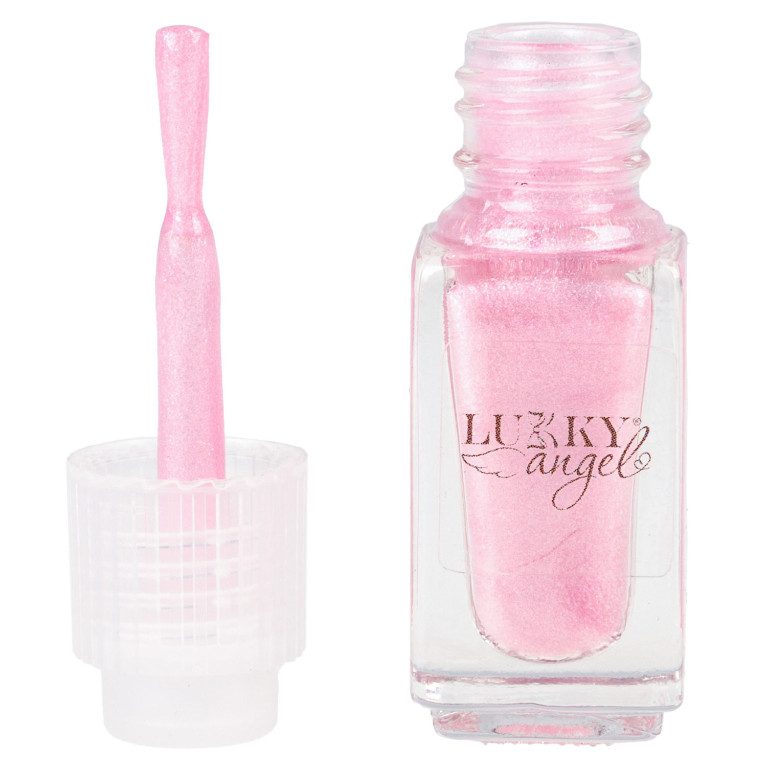 Двойной лак для детских ногтей Lukky Angel Just Duet серебряный металлик и красный с блестками, 2 по 4 мл