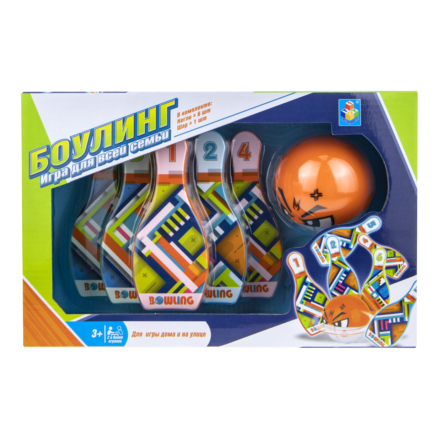 Игровой набор 1TOY Боулинг, 6 кеглей и шар