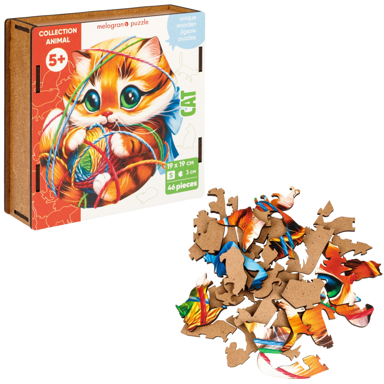 Деревянные пазлы Collection Animals Котенок, 46 деталей