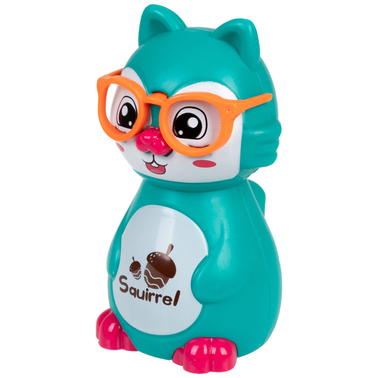 Игрушка детская 1TOY Покатушки Весёлая Белка, инерционная, работает без батареек, бирюзовая